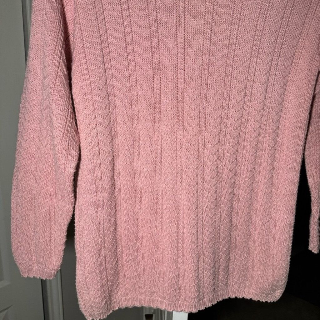 Other Vintage Liz Claiborne Lizsport Pink Cable Knit Crew Sweater Size M / US 6-8 / IT 42-44 - 6 Thumbnail
