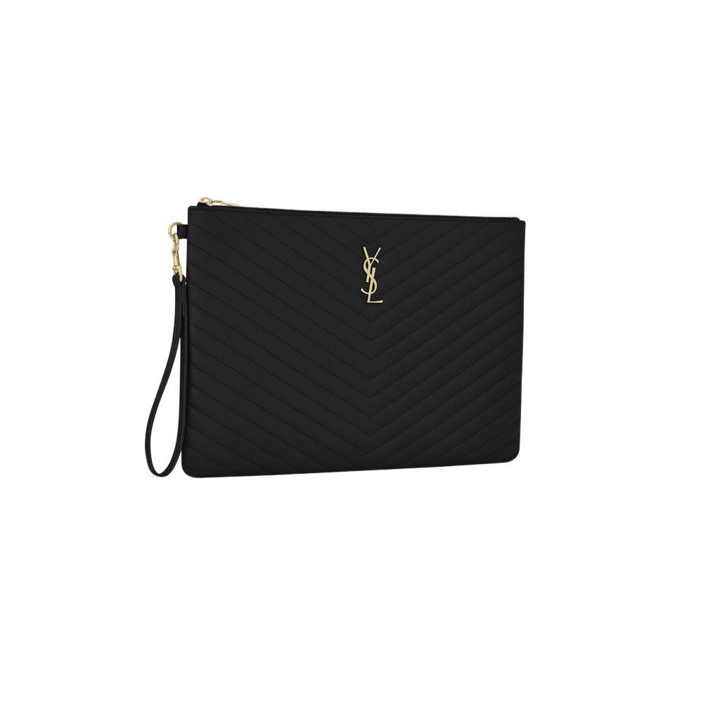Saint Laurent Paris SAINT LAURENT Cassandre $950 Black Leather Document Holder B Size ONE SIZE - 4 Thumbnail