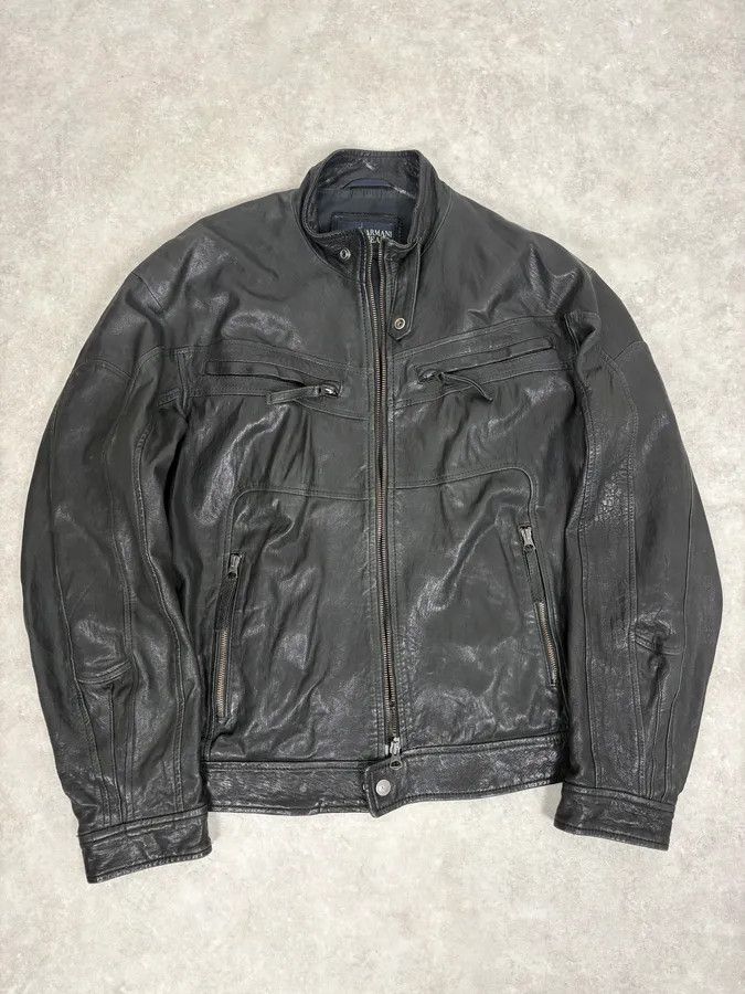 Armani 2000s Armani Spy Black Leather Jacket Size US L / EU 52-54 / 3 - 1 Thumbnail