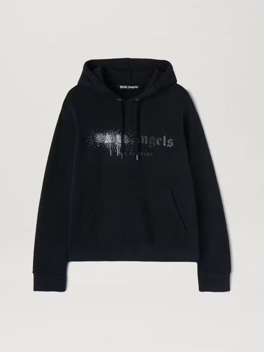 Palm Angels Rhinestone Sprayed Hoodie in Black