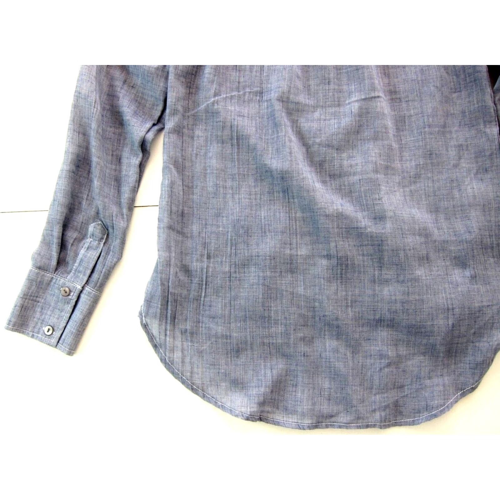 Vintage We The Free Cotton Blue Lightweight Button Down Collar Long Sleeve Blouse XS Womens Size XS / US 0-2 / IT 36-38 - 6 Thumbnail
