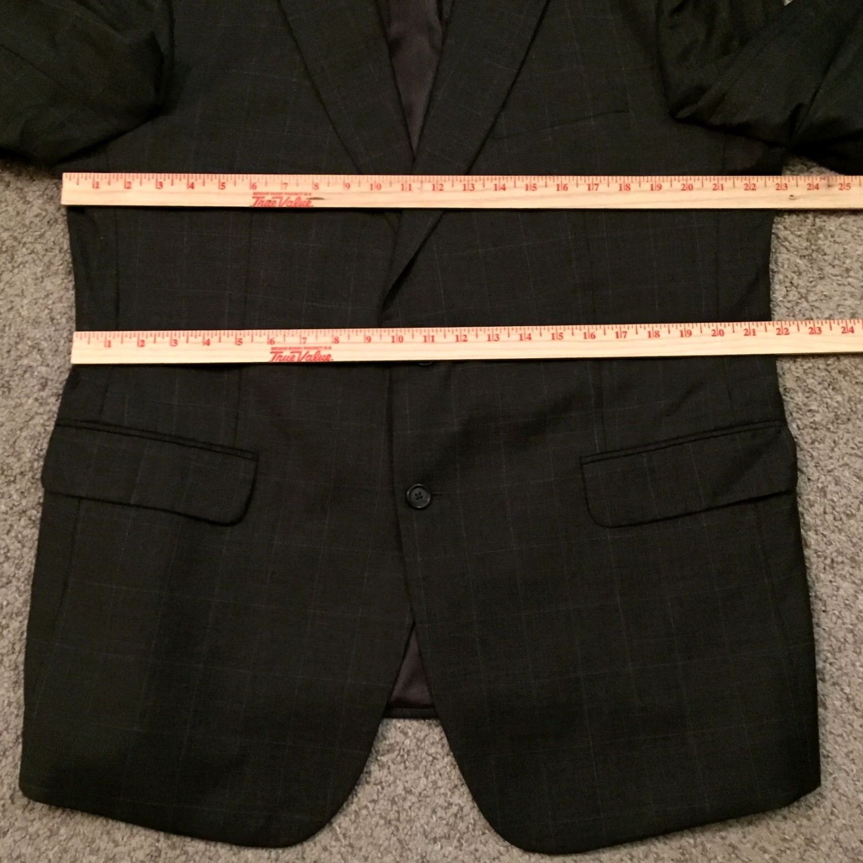 Jos. A. Bank Jos A Bank Blazer Mens 46 Regular Wool Plaid Notch Lapel 2 Button Single-Breasted Two-Button Front Vent Gray Window Pane Jacket Coat Size 46R - 5 Thumbnail