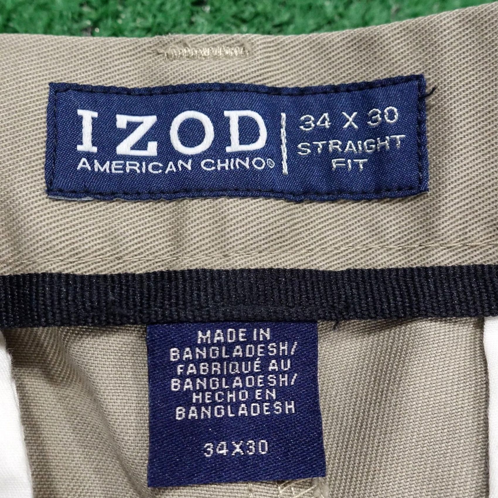 Izod IZOD Chino Pants Mens 34x30 Beige Straight Fit Cotton Casual Khakis Size US 34 / EU 50 - 6 Thumbnail