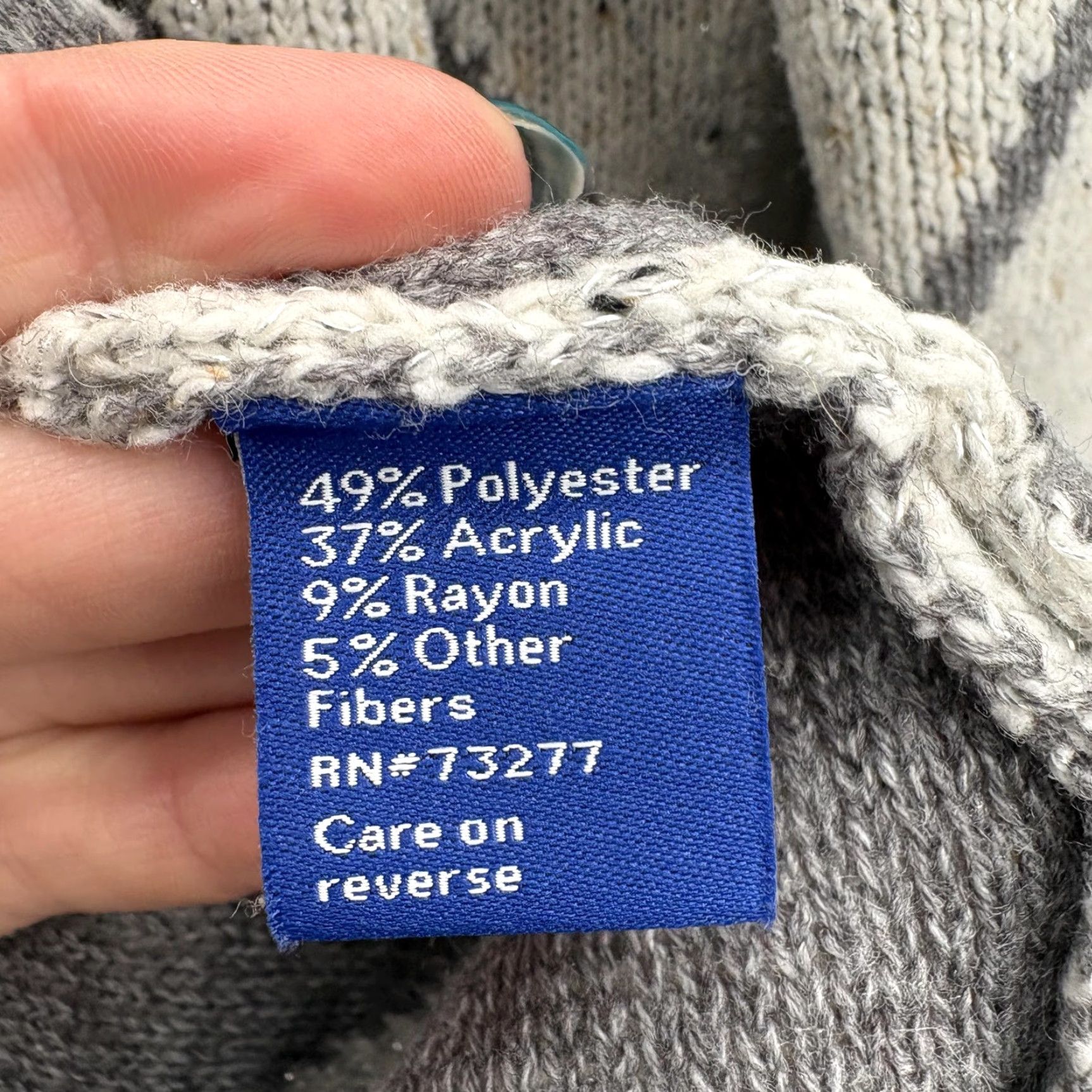 Apt. 9 APT.9 Cardigan Womens XL Gray Argyle Open Front Pockets Knit Relaxed NWT Sweater Size XL / US 12-14 / IT 48-50 - 6 Thumbnail