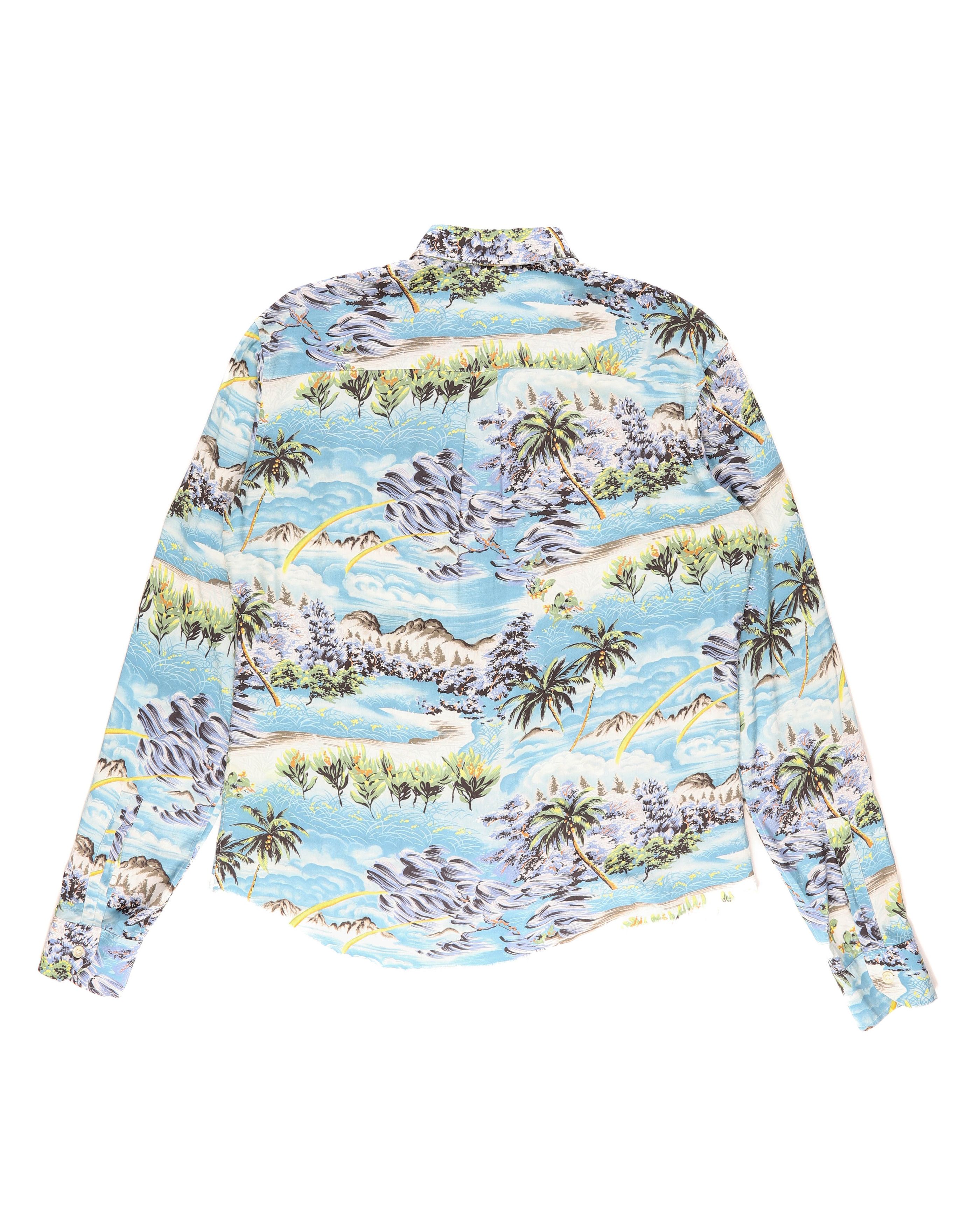 Saint Laurent Paris SS16 Raw Hem Hawai Shirt in Printed Viscose Size US M / EU 48-50 / 2 - 7 Thumbnail
