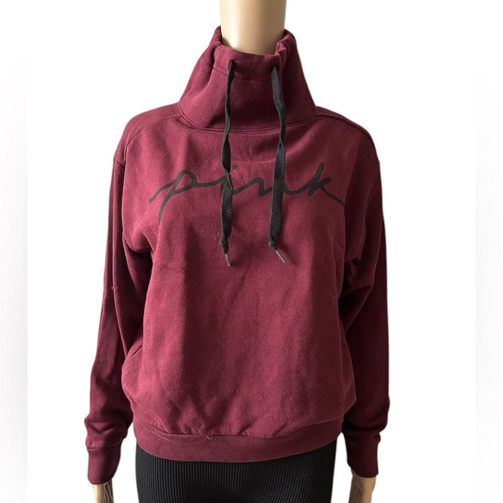 Pink Pink by Victoria's Secret Maroon Mock Neck Sweatshirt XS Size XS / US 0-2 / IT 36-38 - 3 Thumbnail
