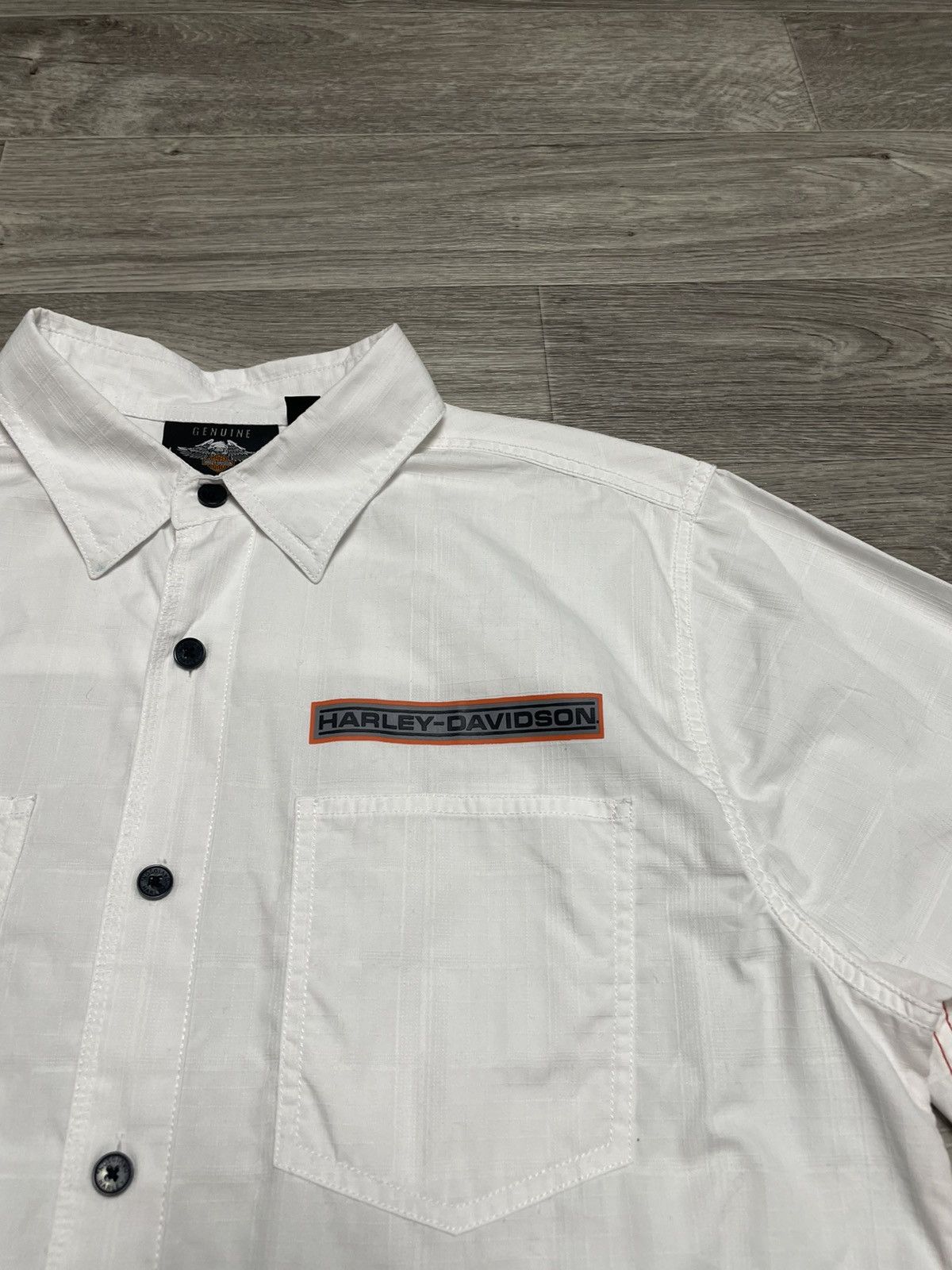 Harley Davidson Vintage Harley Davidson White Short Sleeve Shirt Button Up Size US L / EU 52-54 / 3 - 6 Thumbnail