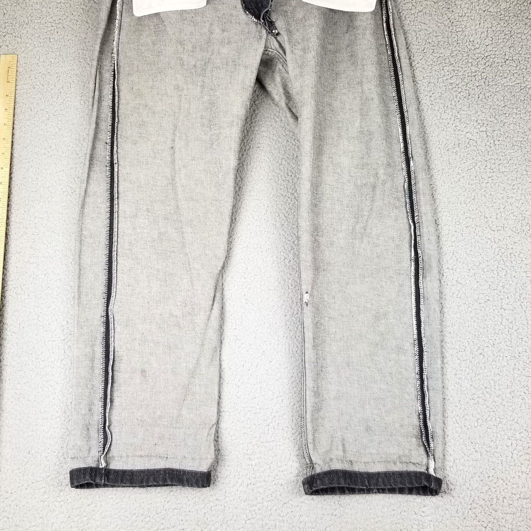 Levi's VINTAGE Levi’s 501 Jeans Gray 34X28 Made in USA Button Fly Distressed 80s Cowboy Festival Retro USA Mens Jeans Size US 34 / EU 50 - 5 Thumbnail