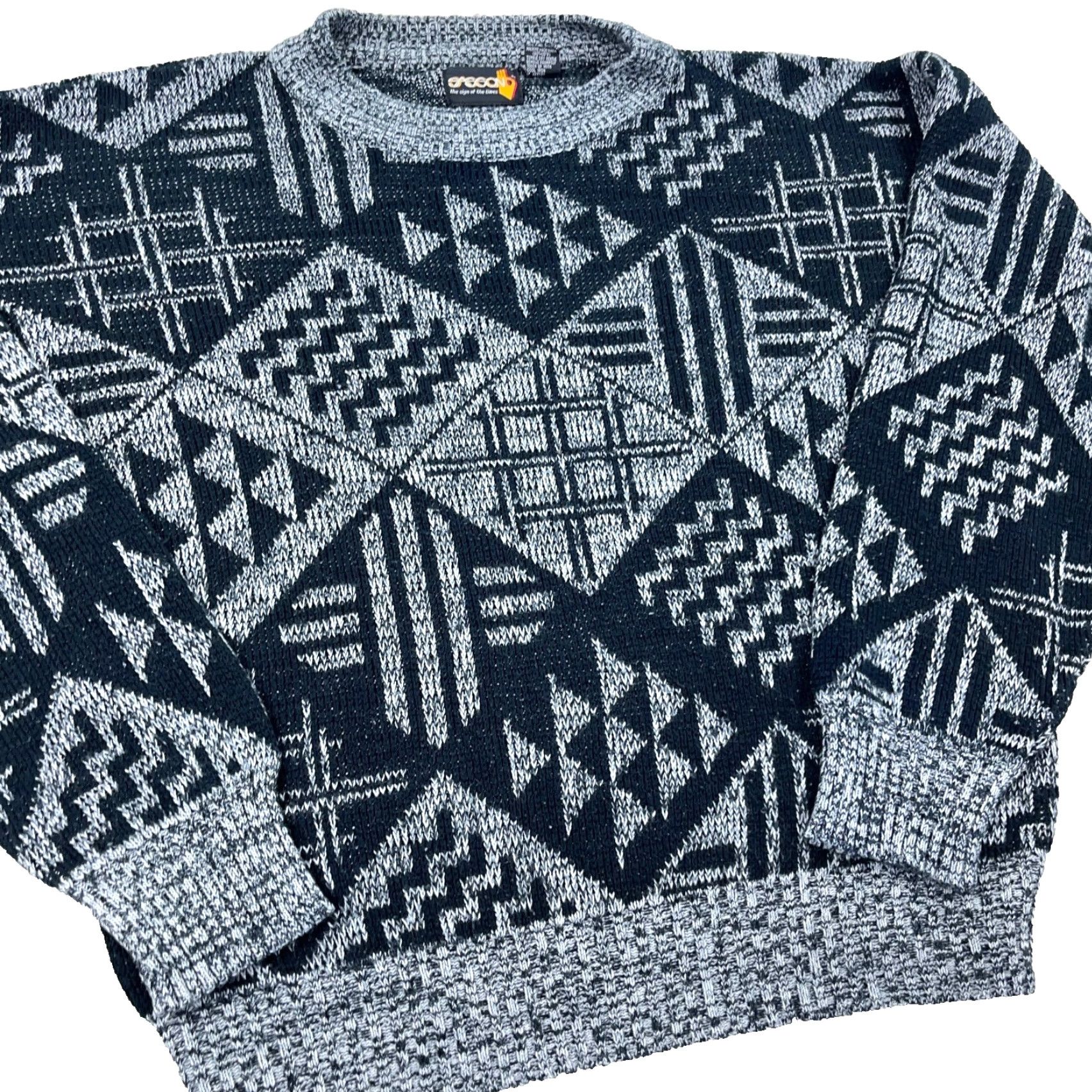 Vintage VINTAGE Sasson Sweater Men Large Gray Black Geometric Crewneck 80s 90s Golf Pullover Size US L / EU 52-54 / 3 - 2 Thumbnail