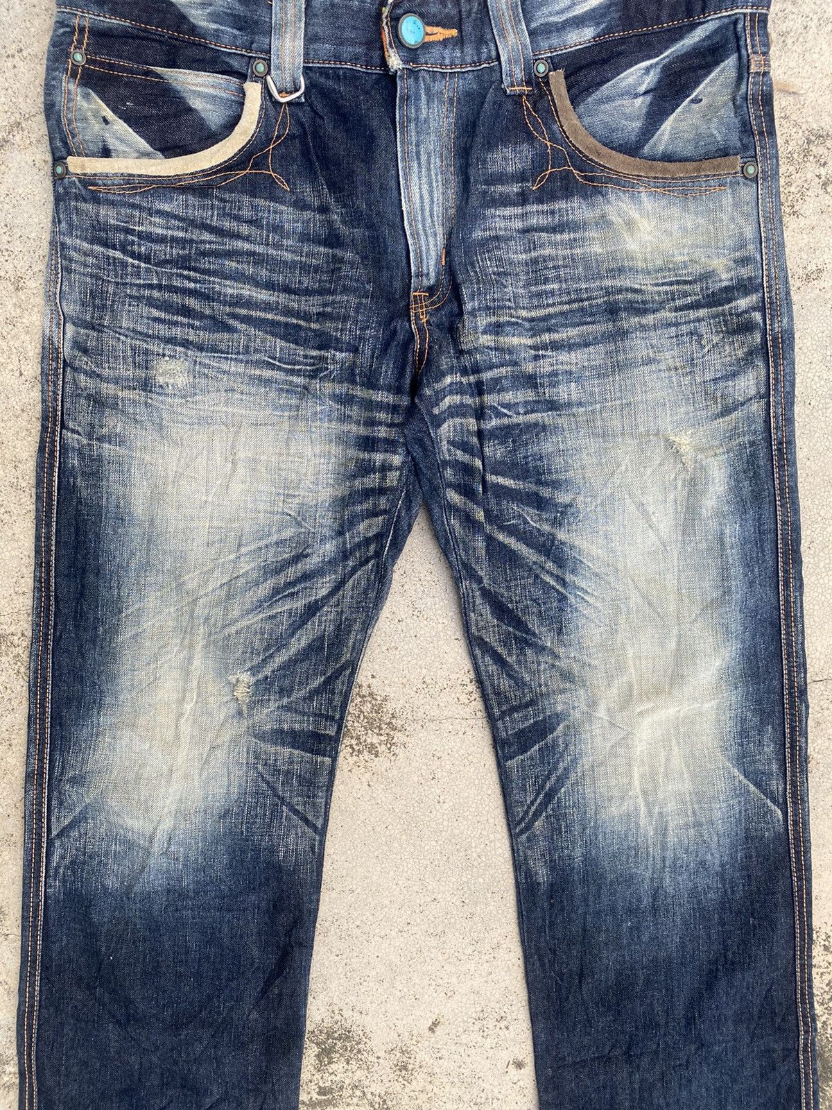 Edwin × Japanese Brand × Vintage Vintage y2k Edwin Blue Trip Faded Claw Mark Denim Jeans Size US 36 / EU 52 - 7 Thumbnail