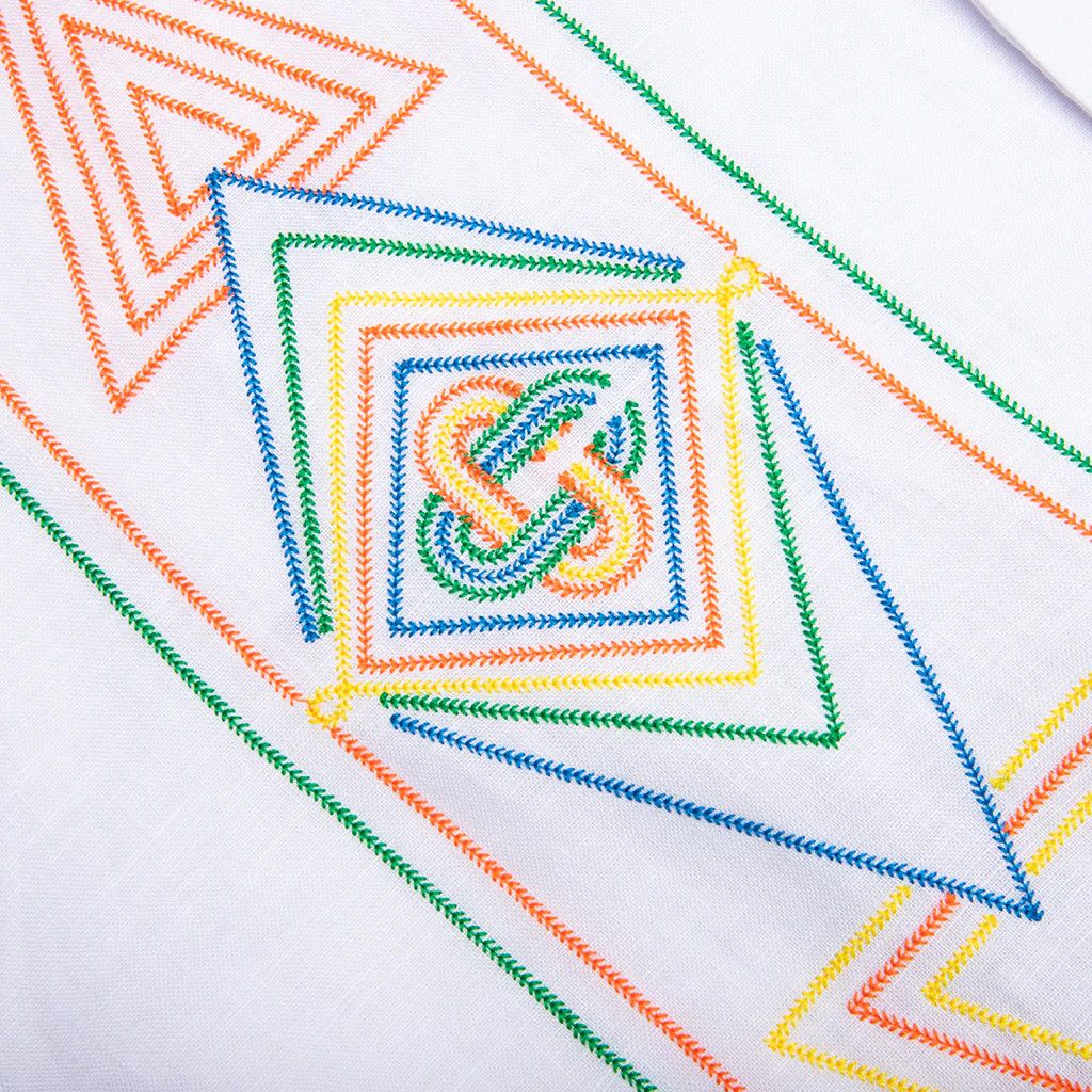 Casablanca o1mle0326 Chainstitch Embroidered Graphic Linen Shirt Size US XXL / EU 58 / 5 - 4 Thumbnail