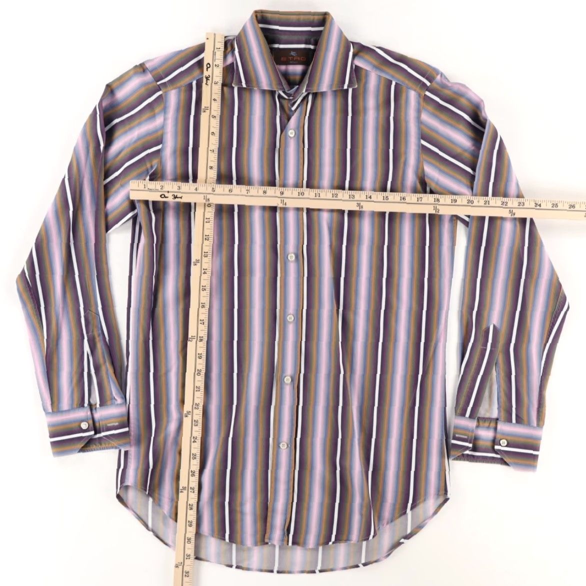 Etro Etro Shirt Dress Cotton Striped Long Sleeve Button Up Mens 38 Multi-Colored 90s Etro Shirt Mens 38 Color: Multi-Colored Size 38R - 3 Thumbnail