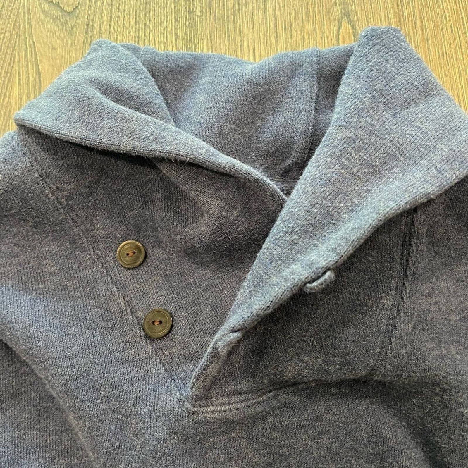 Polo Ralph Lauren Polo Ralph Lauren Dark Gray Shawl Neck Sweater Cotton Size L Size US L / EU 52-54 / 3 - 3 Thumbnail