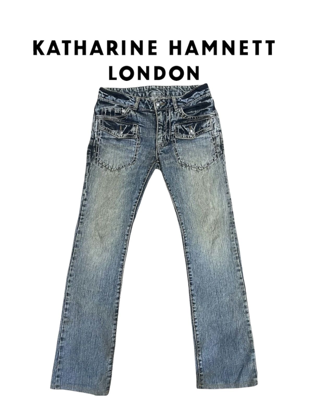 image of Katharine Hamnett London x Vintage Katherine Hamnett Front Pocket Bush Distressed Jeans in Stonewas