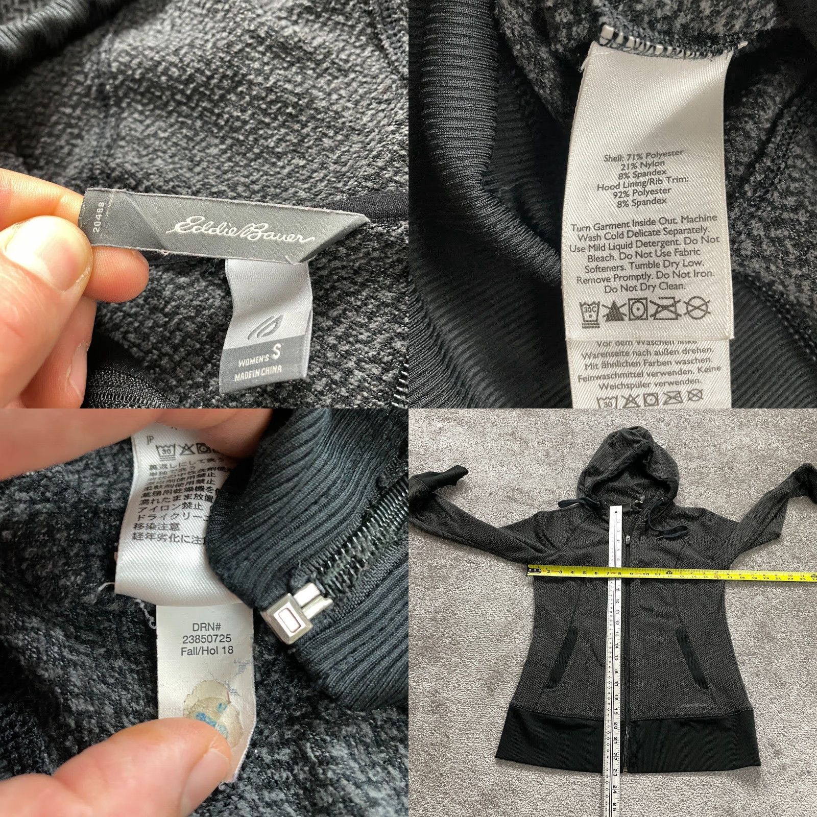 Eddie Bauer Eddie Bauer Full Zip Hoodie Sweatshirt Womens S Gray Black Fleece Thumbholes Hooded Zip Pocket Long Sleeve Size S / US 4 / IT 40 - 8 Thumbnail