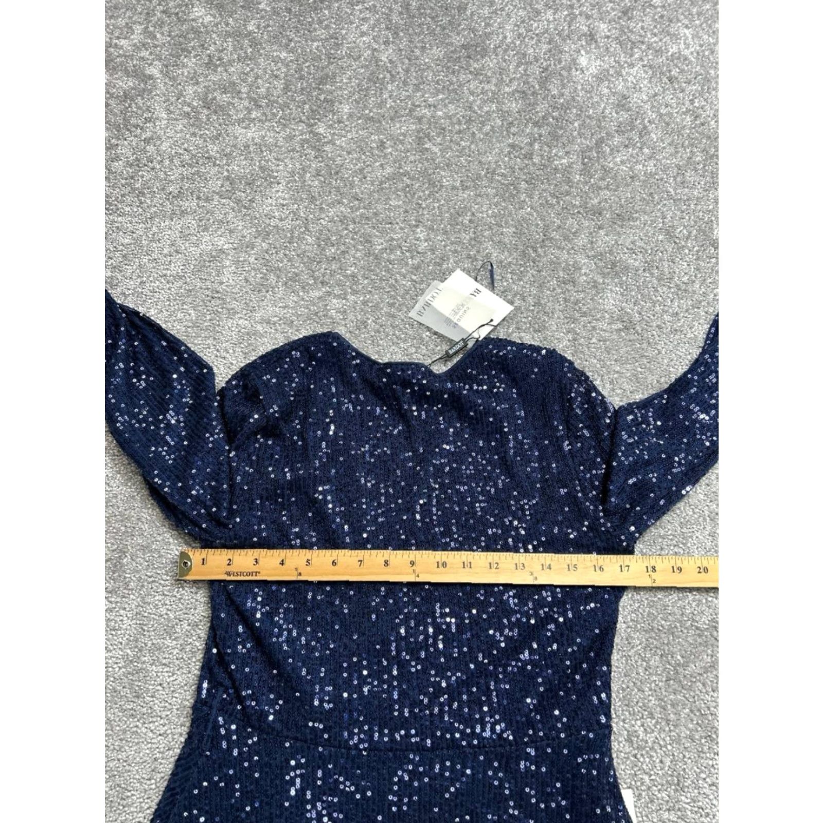 Vintage Bardot Dress Womens Medium Blue Sequin Wrap Surplice Neck Stretch New Size M / US 6-8 / IT 42-44 - 7 Thumbnail