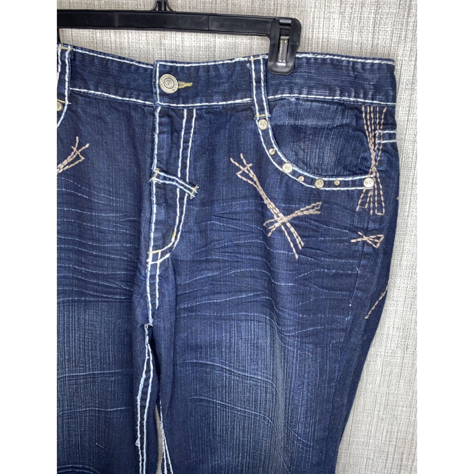 Vintage Grand Royale USA Mens Denim Jeans Size 42 Inseam 33 Blue Cotton Regular Fit Size US 42 / EU 58 - 3 Thumbnail