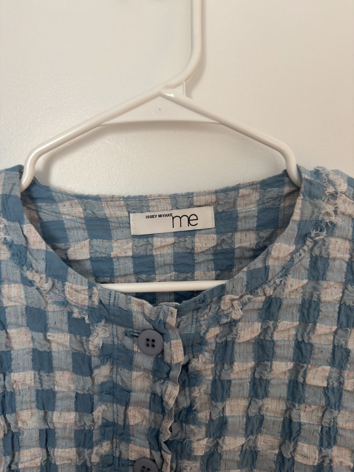 Issey Miyake Issey Miyake ME Blue Gingham Check Cauliflower Cardigan Size ONE SIZE - 2 Thumbnail
