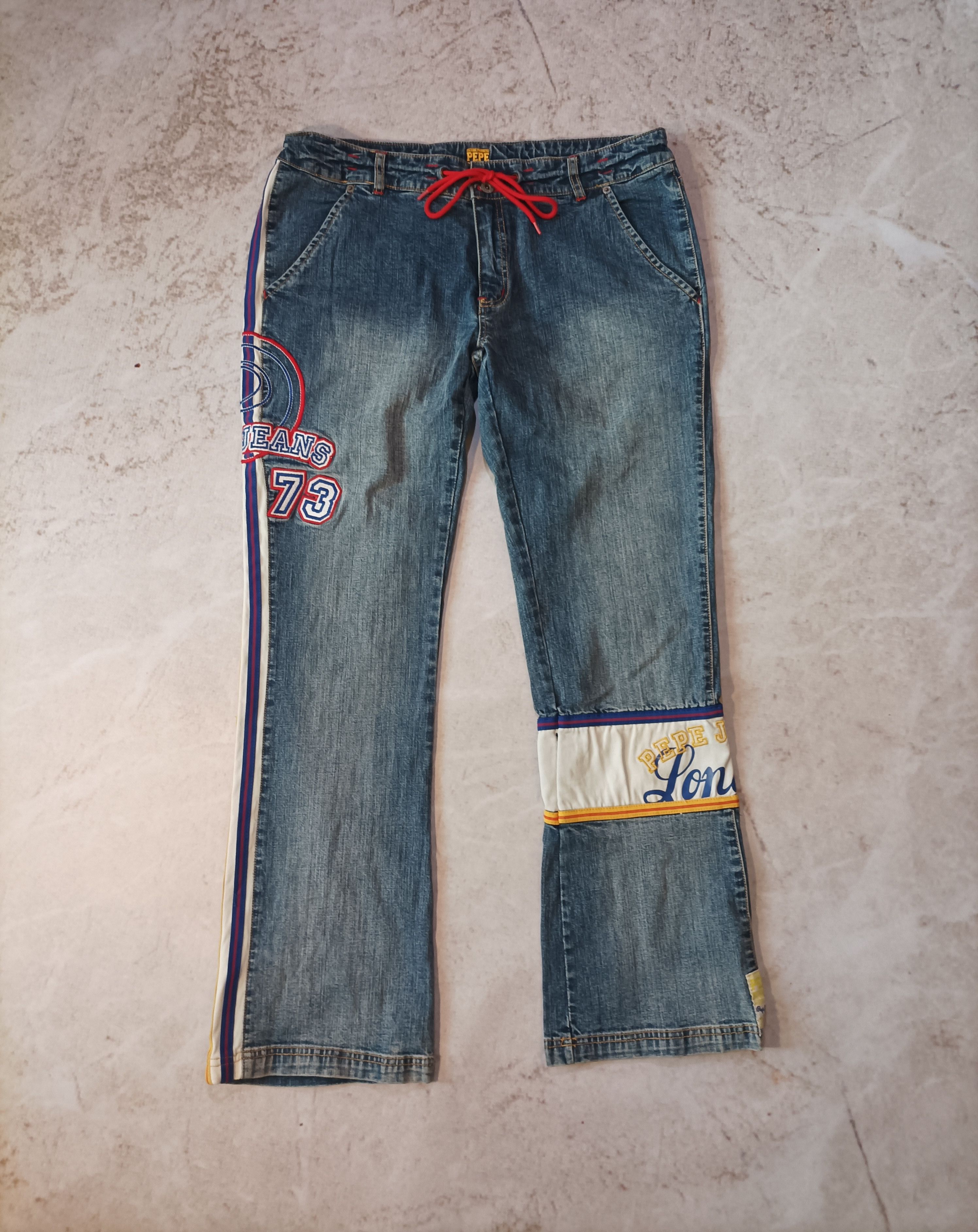 Pepe Jeans × Vintage Vintage Pepe Jeans London Patch Work Denim Boot Cut Size US 36 / EU 52 - 1 Thumbnail