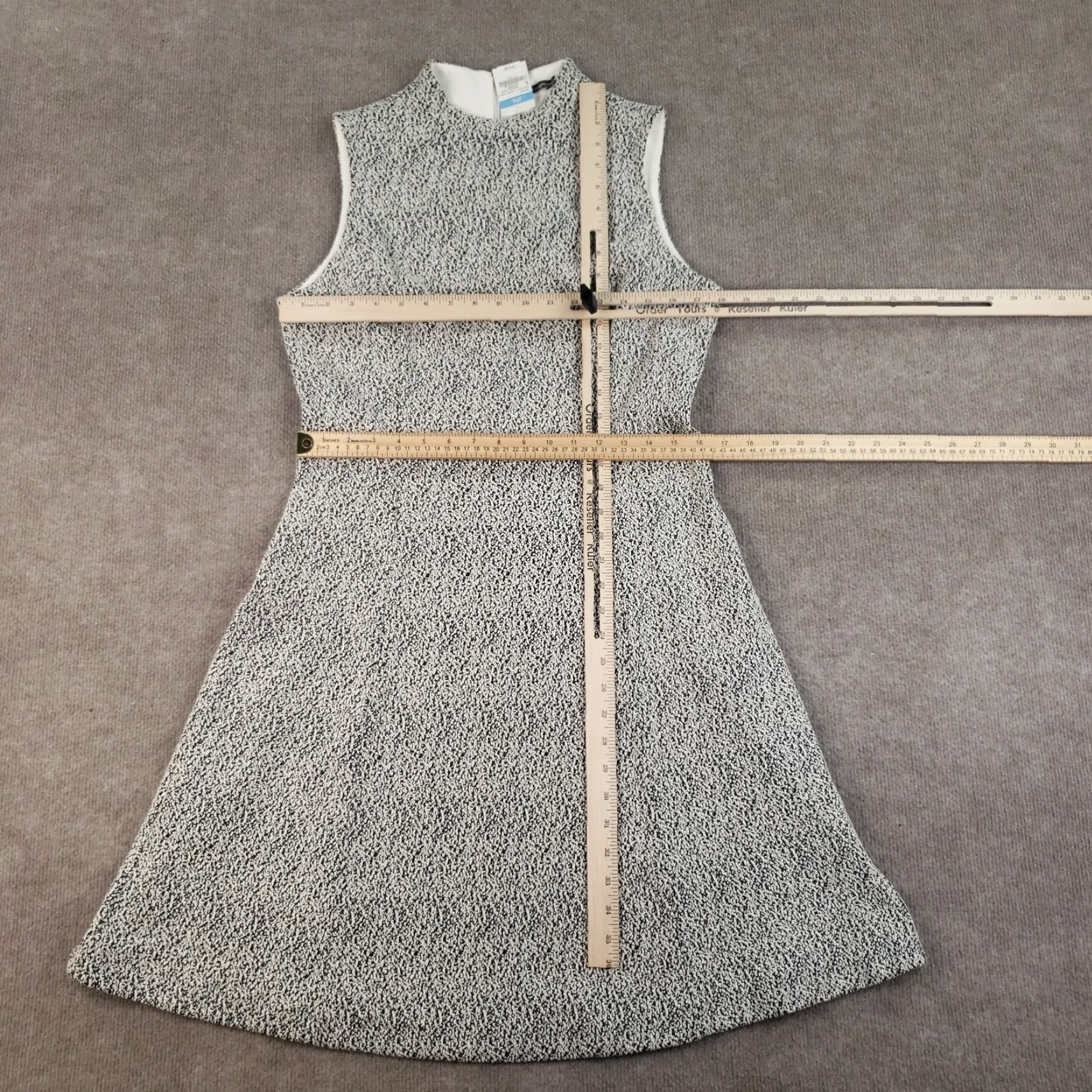 J.McLaughlin J. McLaughlin Dress Womens Large White Sleeveless Fit & Flare Casual Knee Length Cotton Polyester Spandex Geometric Pattern Size L / US 10 / IT 46 - 2 Thumbnail