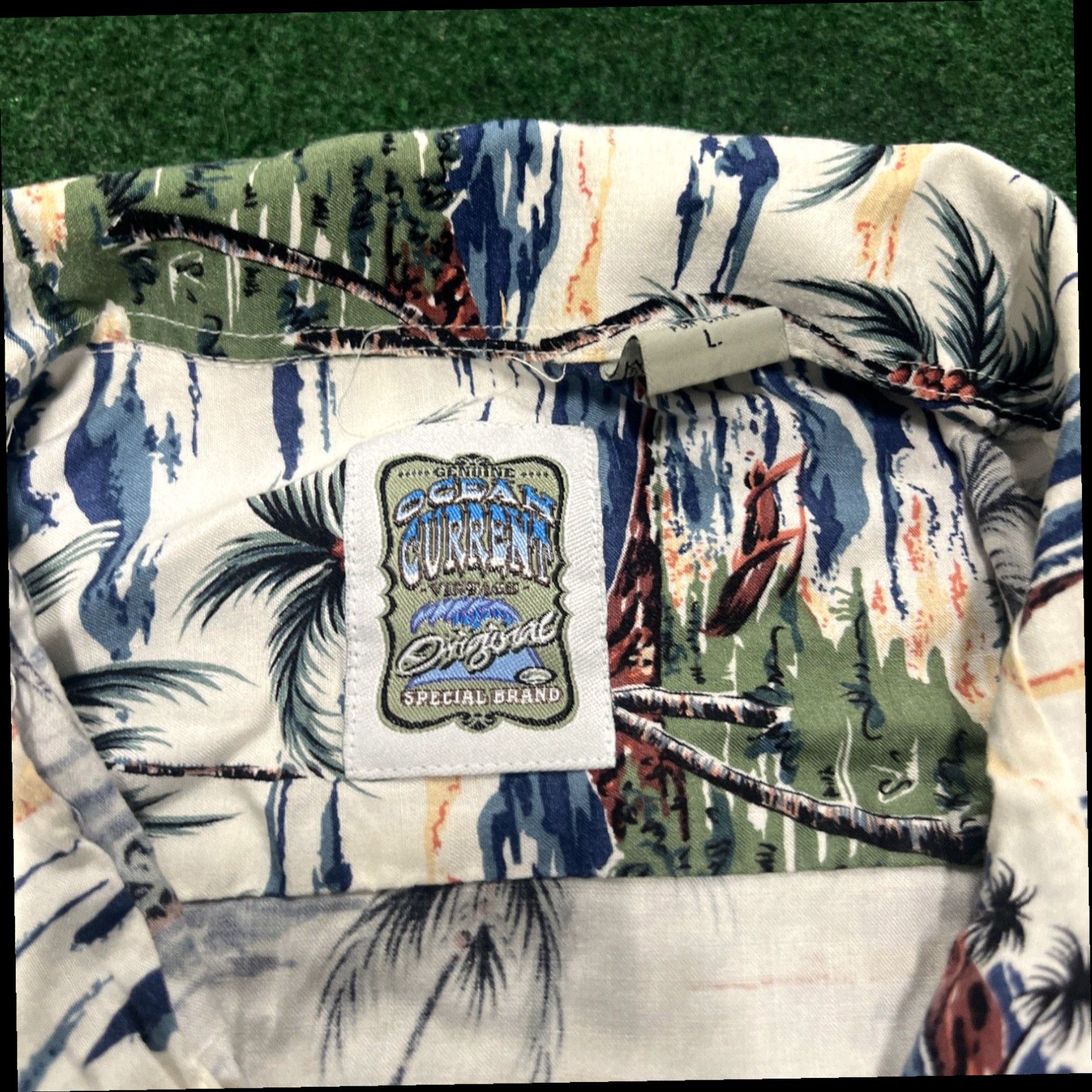 Vintage Vintage 90s Ocean Current Button Hawiaan Shirt Sz Large Beach Trees Boats Summer Size US L / EU 52-54 / 3 - 5 Thumbnail