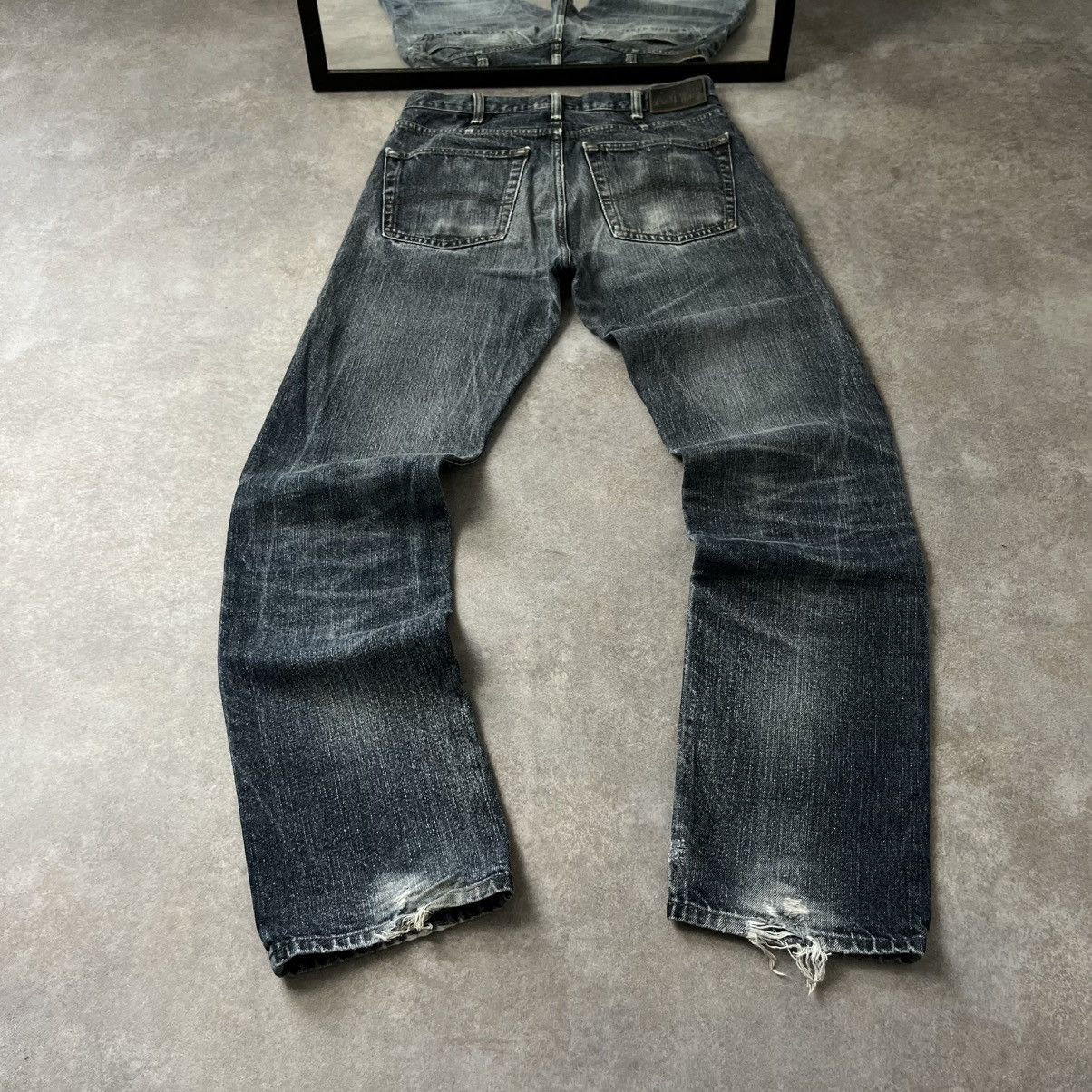 Custom × Streetwear × Vintage distressed flare y2k pants