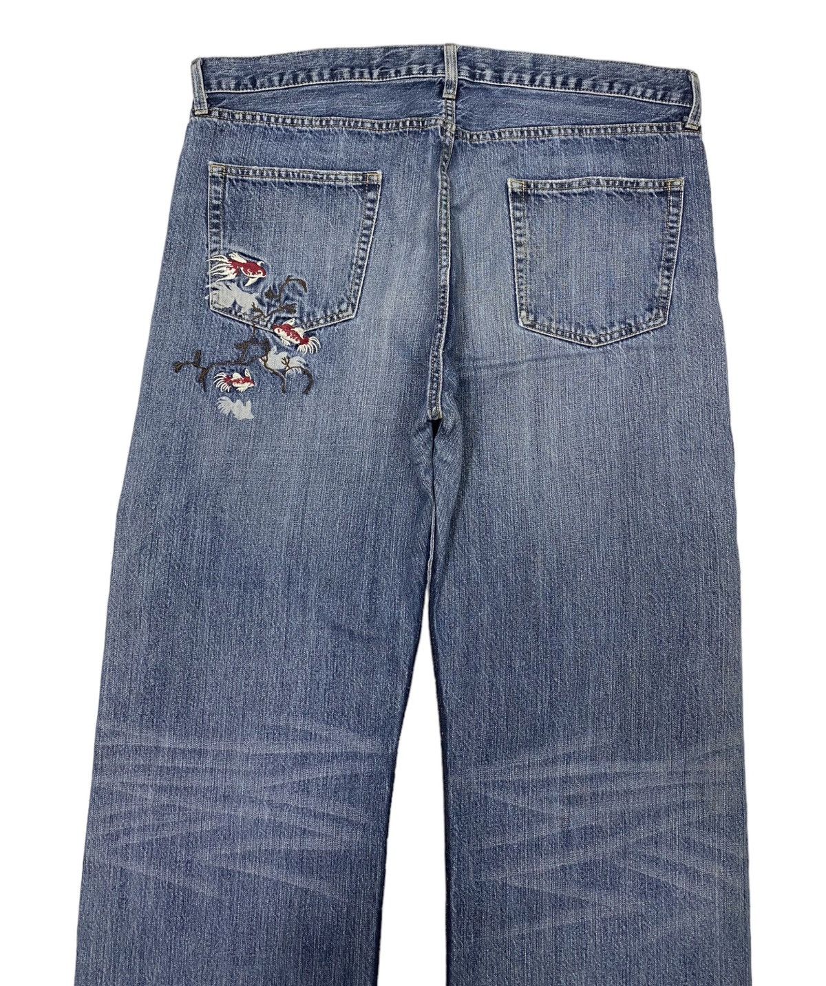 Japanese Brand 🔥JAPANESE KOI FISH EMBROIDERY BAGGY DISTRESS DENIM JEANS Size US 38 / EU 54 - 6 Thumbnail