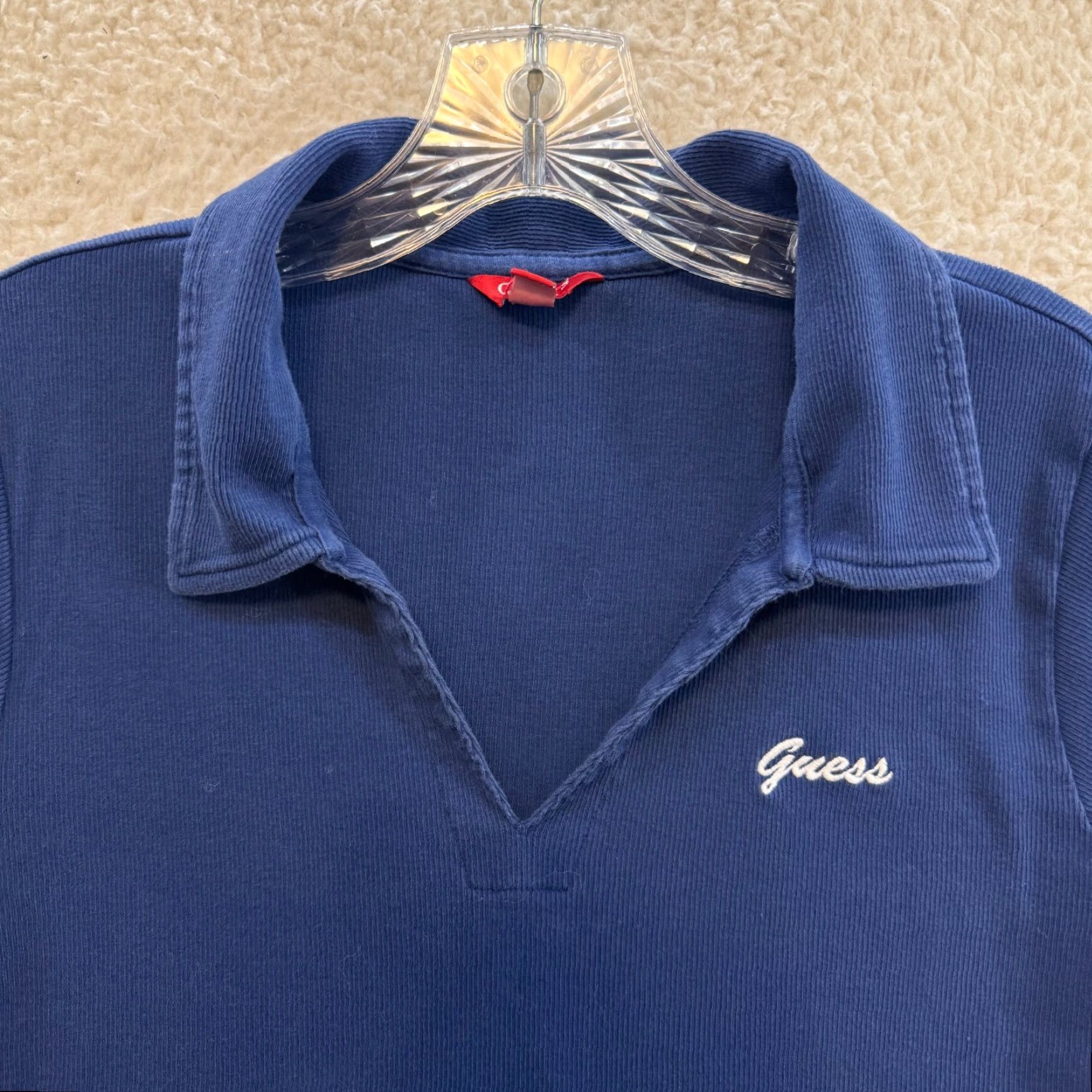 Guess VINTAGE Guess Polo Shirt Top XL Navy Blue Logo Embroidered Preppy Y2K Blue Mens XL Size XL / US 12-14 / IT 48-50 - 3 Thumbnail
