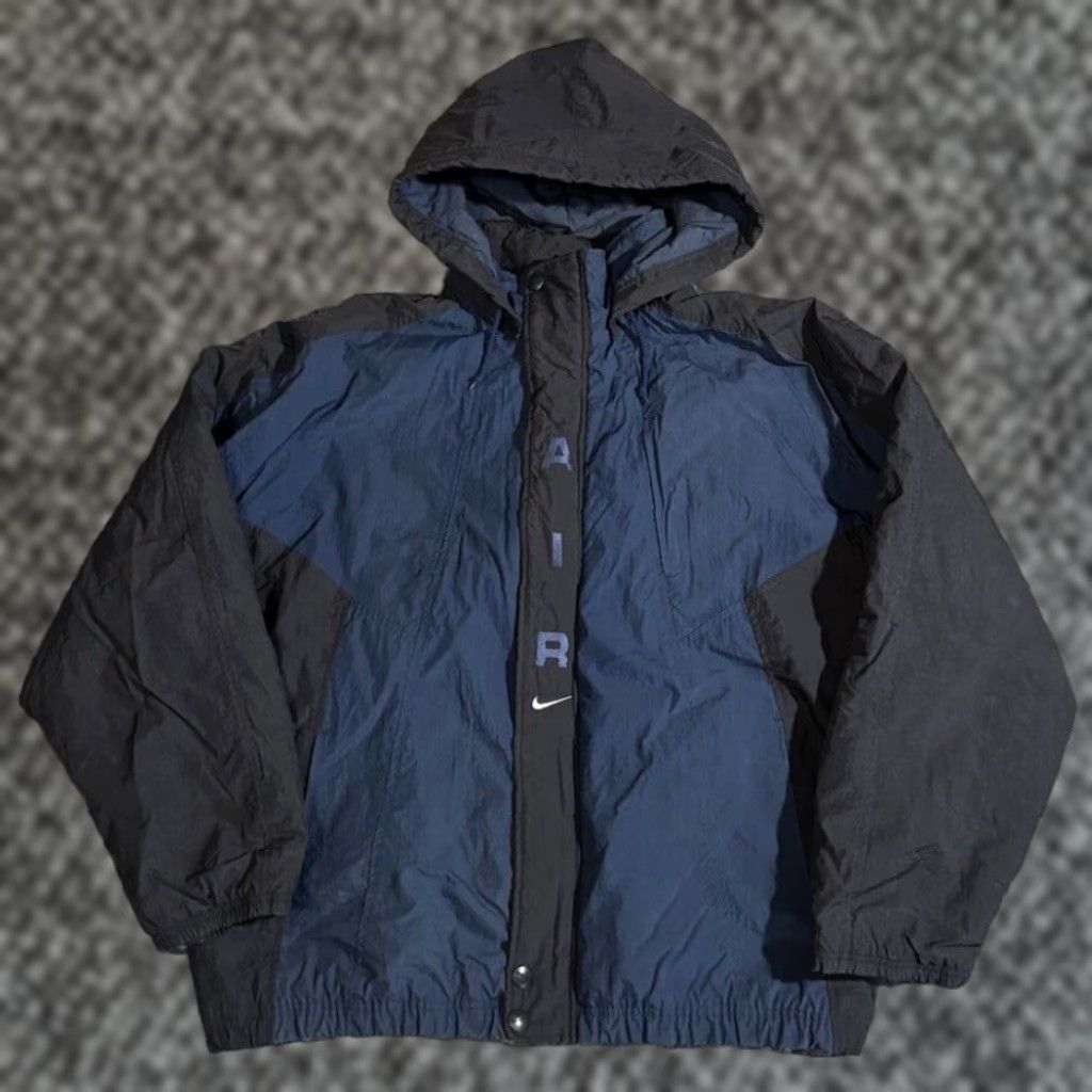 Nike VINTAGE Nike Air Big Swoosh Quilted Lined Insulated Puffer Jacket 2XL Blue Black Size US XXL / EU 58 / 5 - 1 Thumbnail