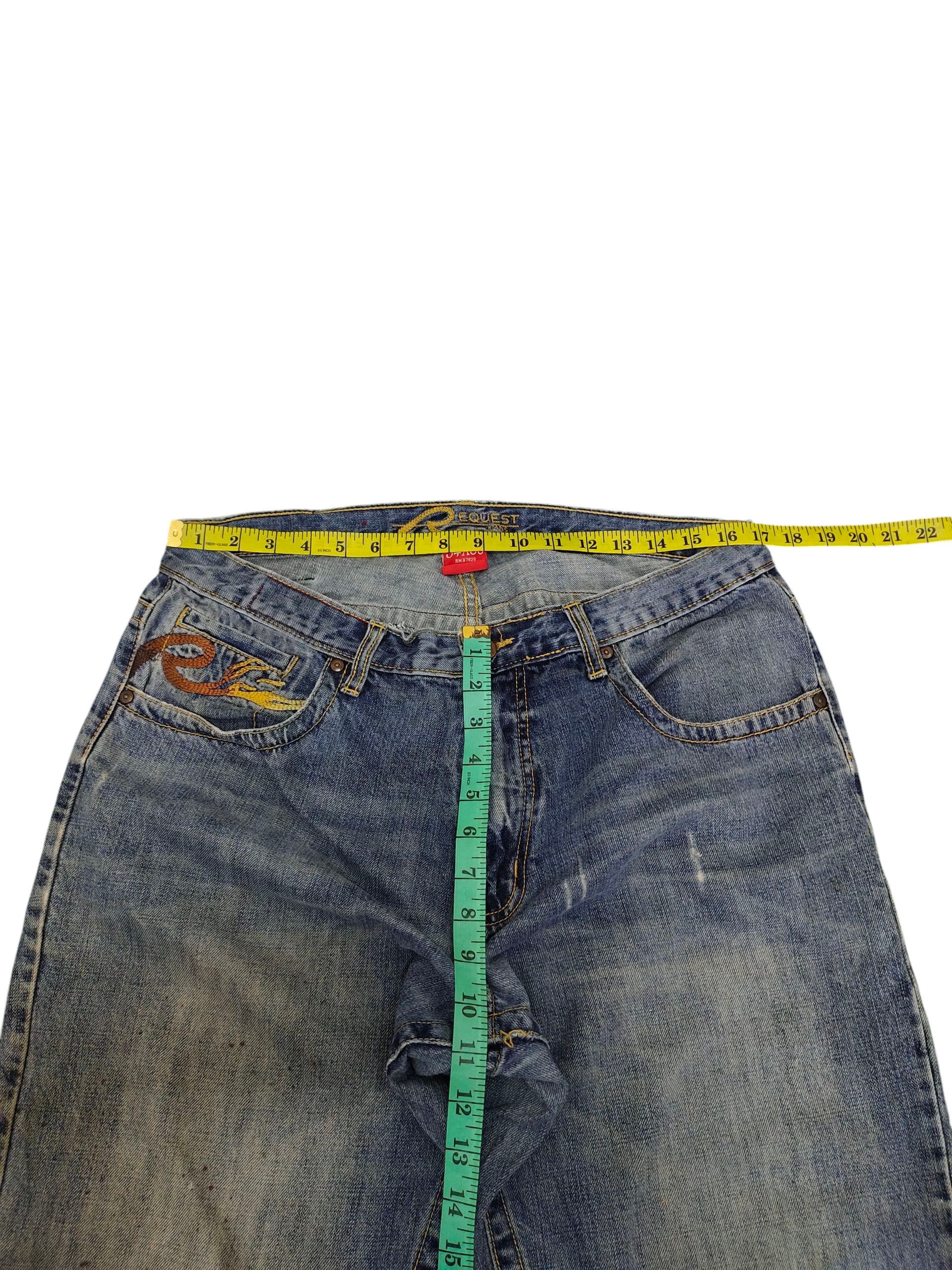 Artful Dodger Vintage Request Embroidered Distress Loose Denim Jeans Size US 34 / EU 50 - 15 Thumbnail