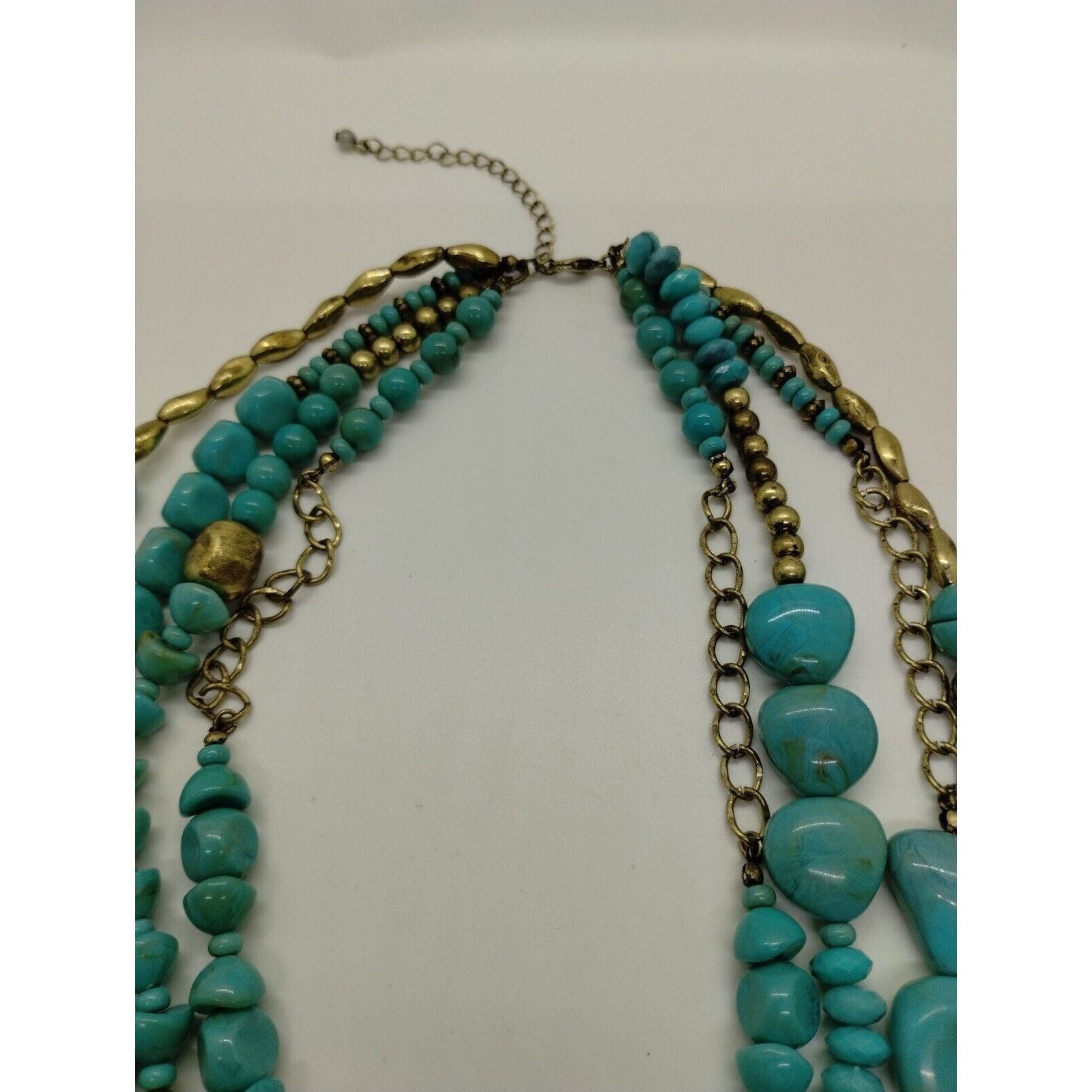 Vintage SAQ Layered Stone Beads Statement Necklace - Faux Turquoise Size ONE SIZE - 3 Thumbnail