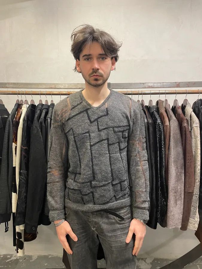 Versace × Vintage Gianni Versace Transparent Geometry Grey Sweater Size US M / EU 48-50 / 2 - 4 Thumbnail