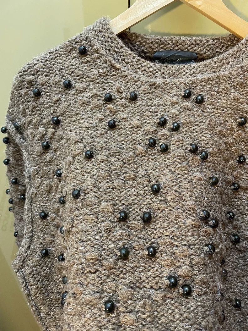 Yohji Yamamoto Yohji Yamamoto 80s Beaded Hand-Knitted Cashmere Sweater Size ONE SIZE - 4 Thumbnail