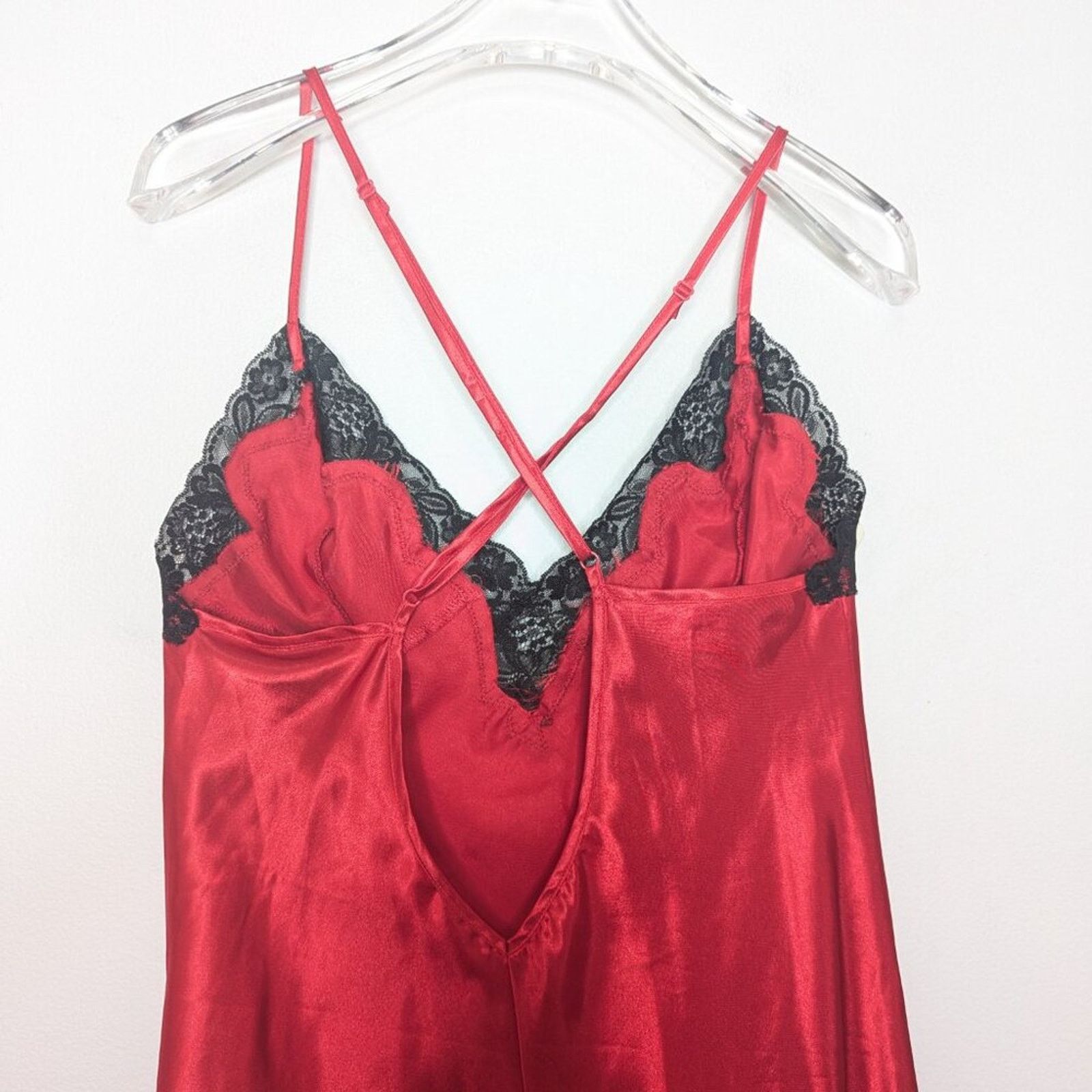 Vintage Frederick's of Hollywood Vintage Red Satin Slip Dress Lace Size L / US 10 / IT 46 - 5 Thumbnail