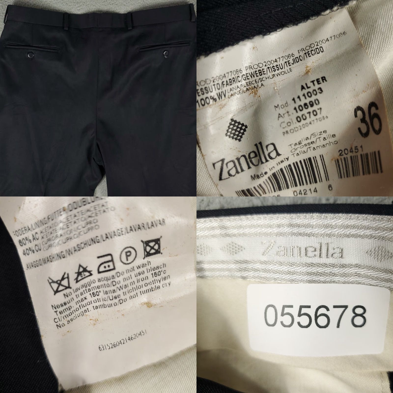 Zanella Zanella Dress Pants Mens 36x30 Black Pleated Trousers Regular Fit Size US 36 / EU 52 - 8 Thumbnail
