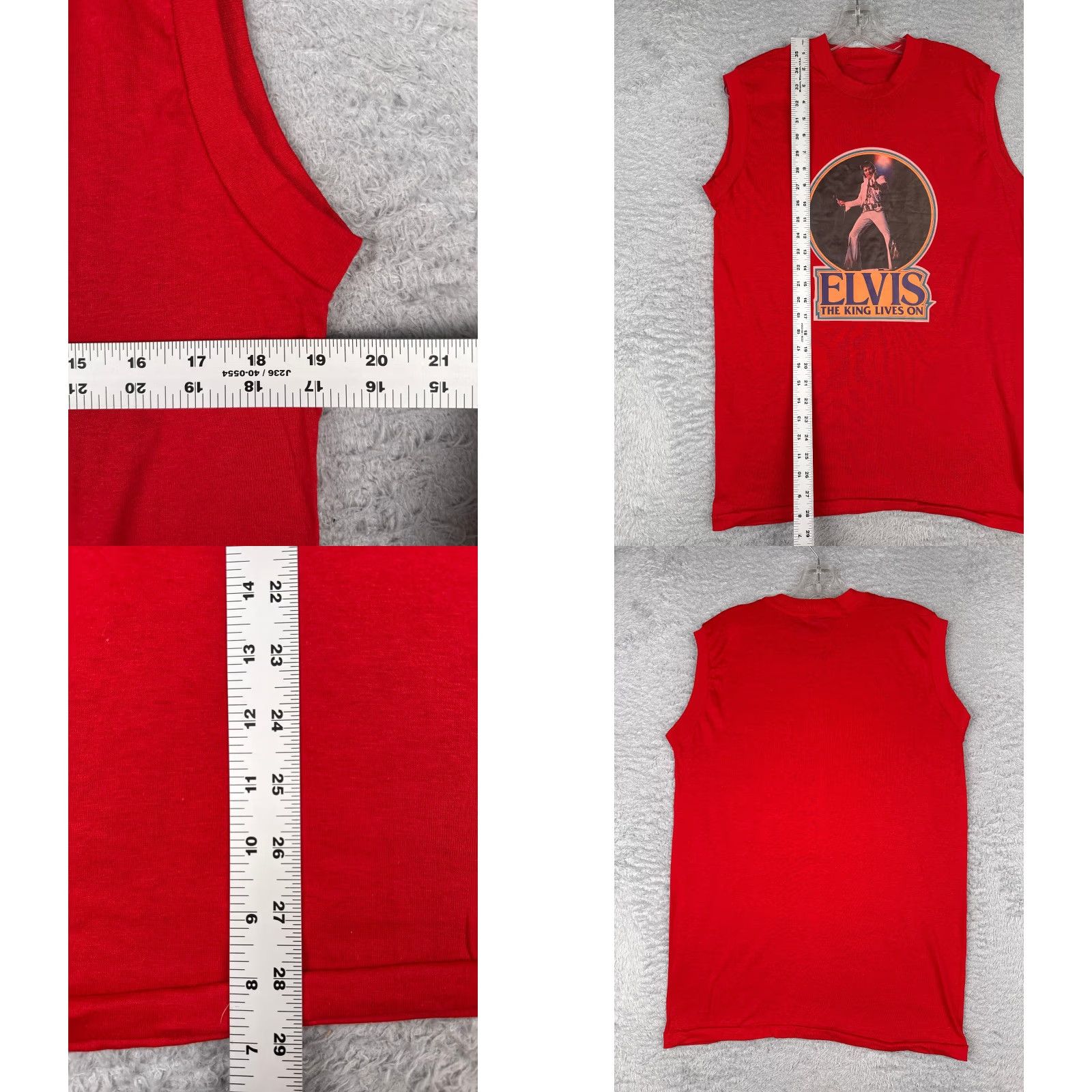Vintage Elvis The King Lives On Shirt Mens Small Red Cotton Sleeveless Crew Neck T-Shirt Size US S / EU 44-46 / 1 - 8 Thumbnail