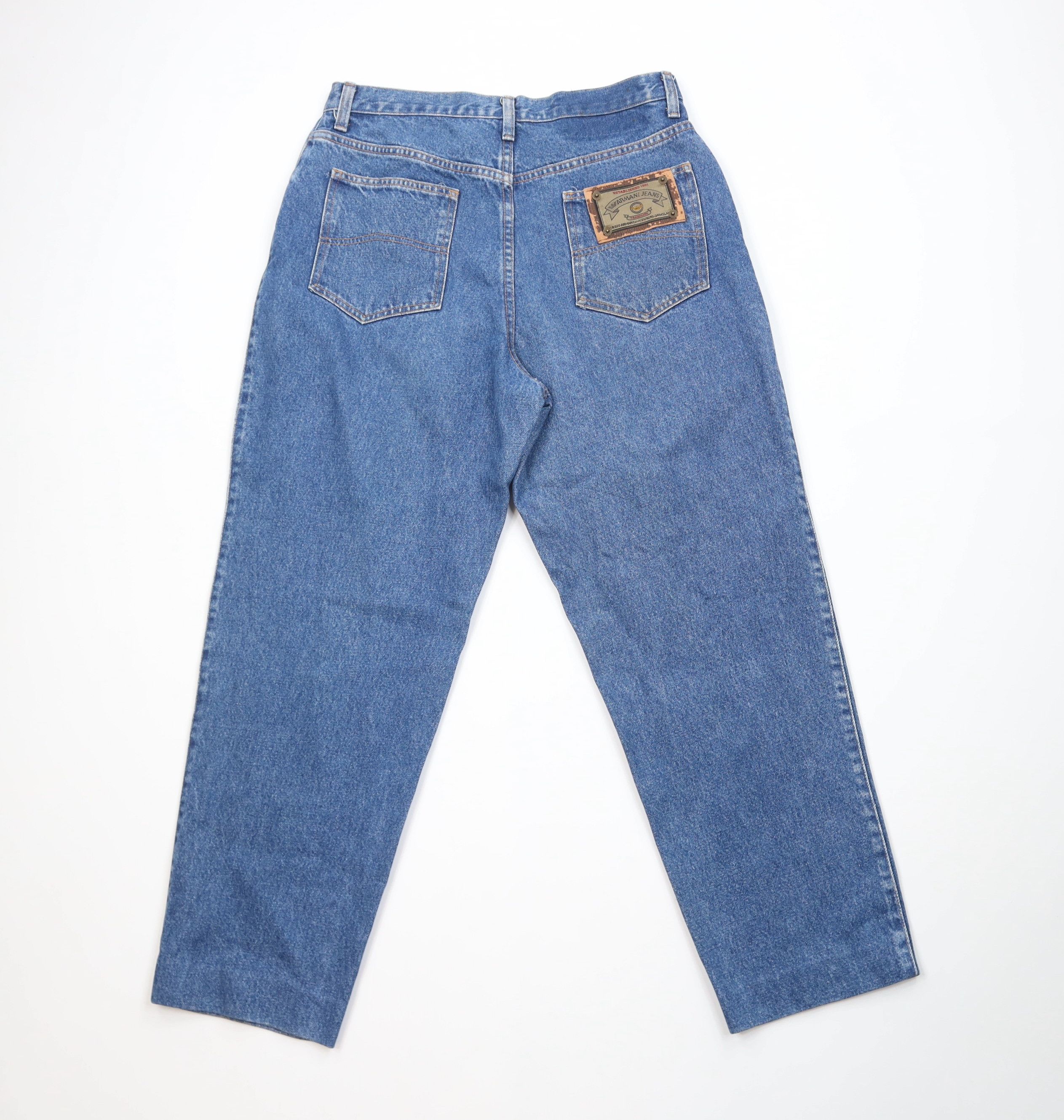 Vintage Vintage 90s Armani Jeans Spell Relaxed Tapered Leg Jeans USA Size 36" / US 14 / IT 50 - 10 Thumbnail