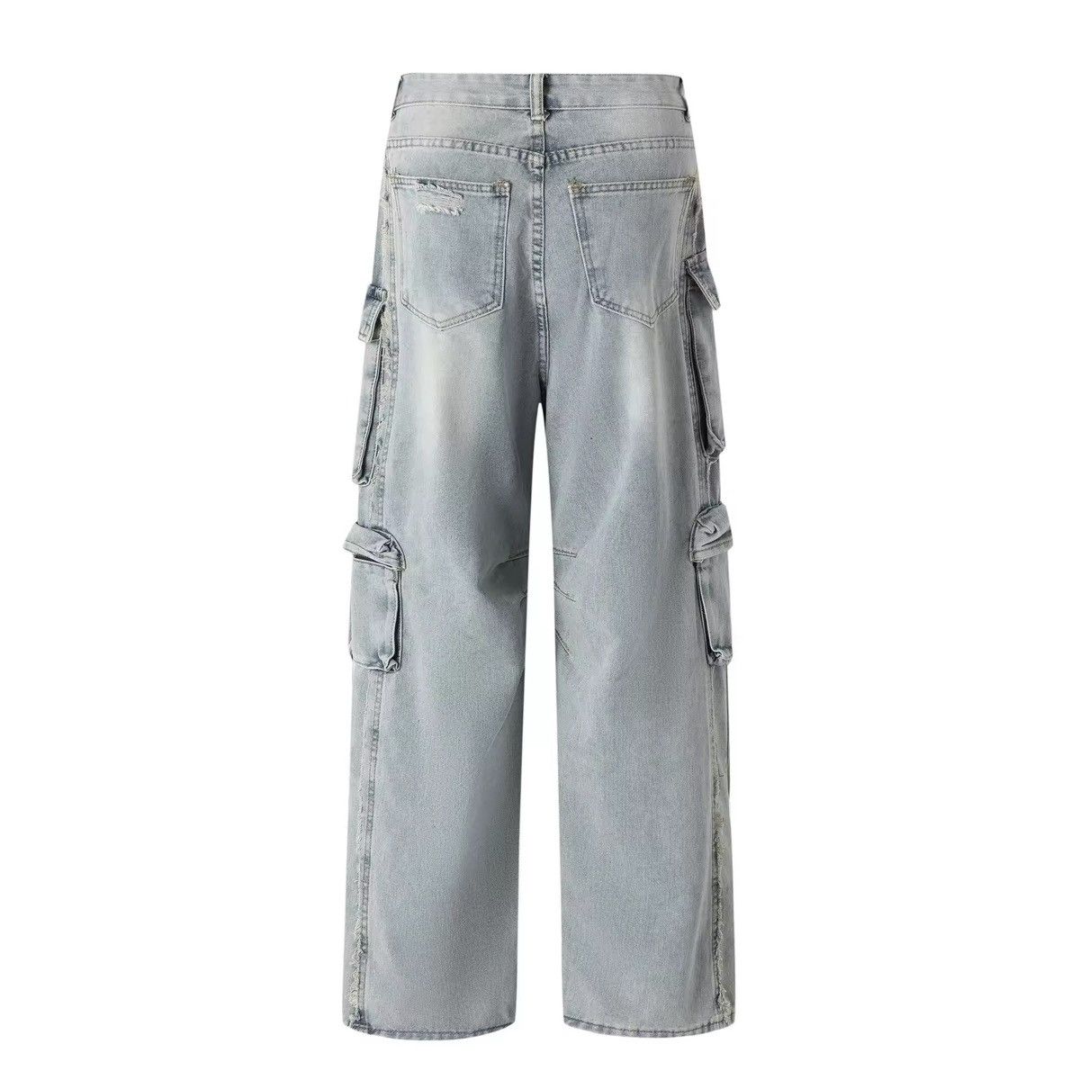 Japanese Brand × Jean Multi pocket ripped workwear wide leg cargo jeans Size US 28 / EU 44 - 5 Thumbnail