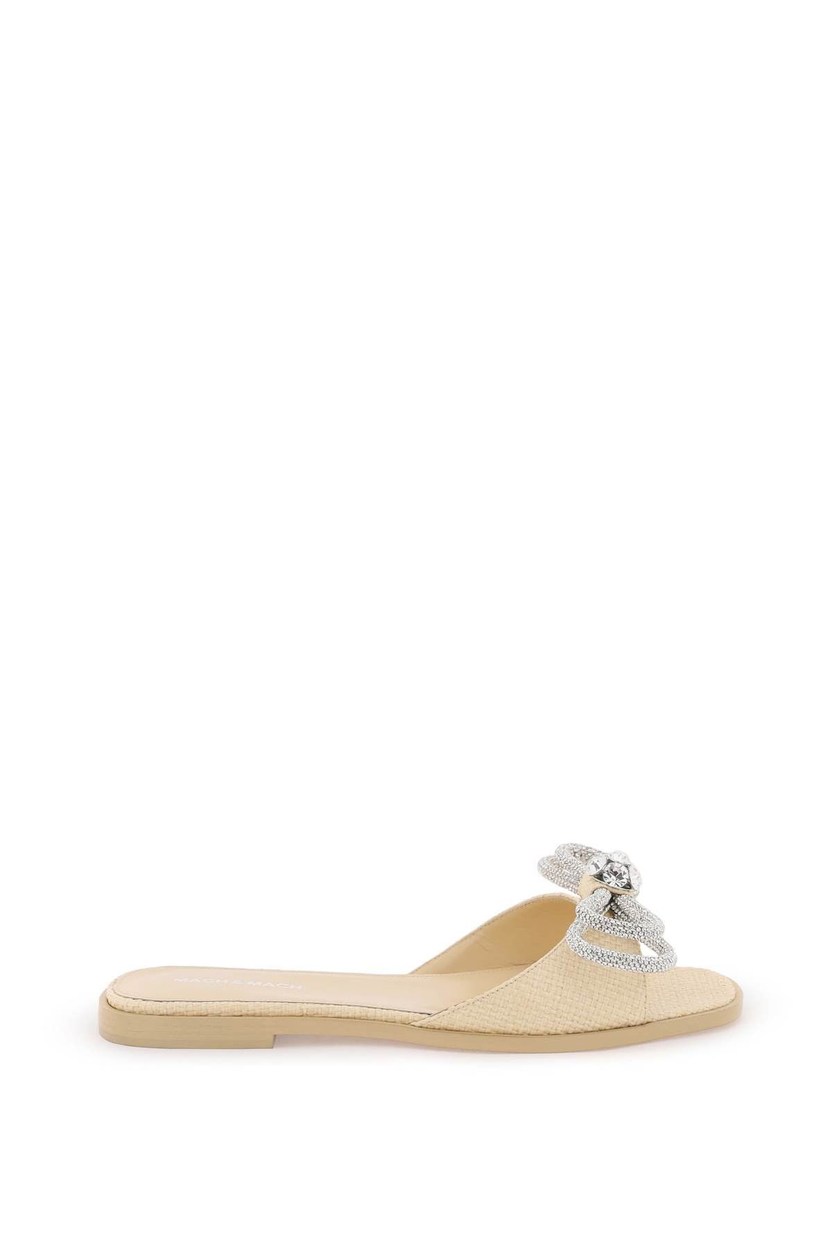 image of Mach&mach Mach E Mach Double Bow Slides in Beige, Women's (Size 7)