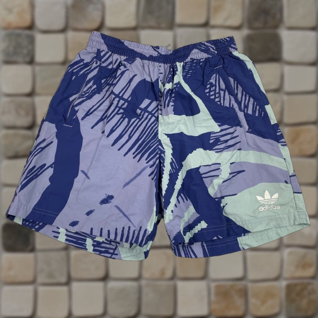 Adidas Adidas Swim Shorts Mens Medium Purple Floral Beach Surfing Trunks AOP Size US 31 - 1 Thumbnail