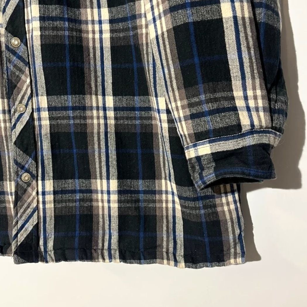 Vintage Five Brother Mens 2XL Quilted Lined Flannel Shirt Jacket Blue Plaid Workwear Size US XXL / EU 58 / 5 - 4 Thumbnail