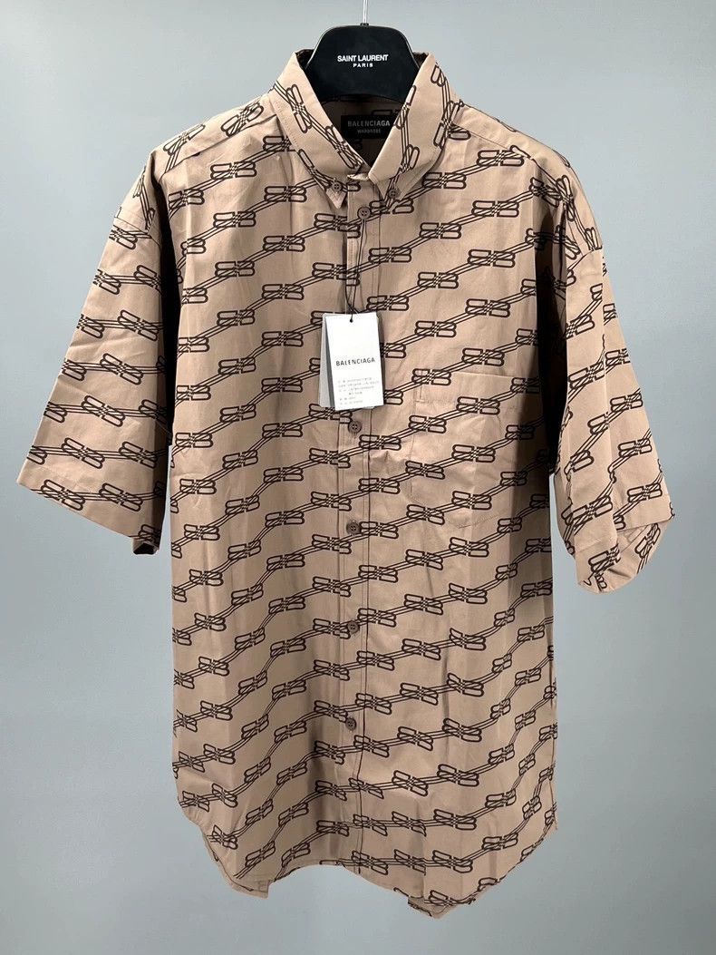 Balenciaga Balenciaga Men's Cotton Logo Short-Sleeve Shirt - dmc Size US XL / EU 56 / 4 - 1 Thumbnail