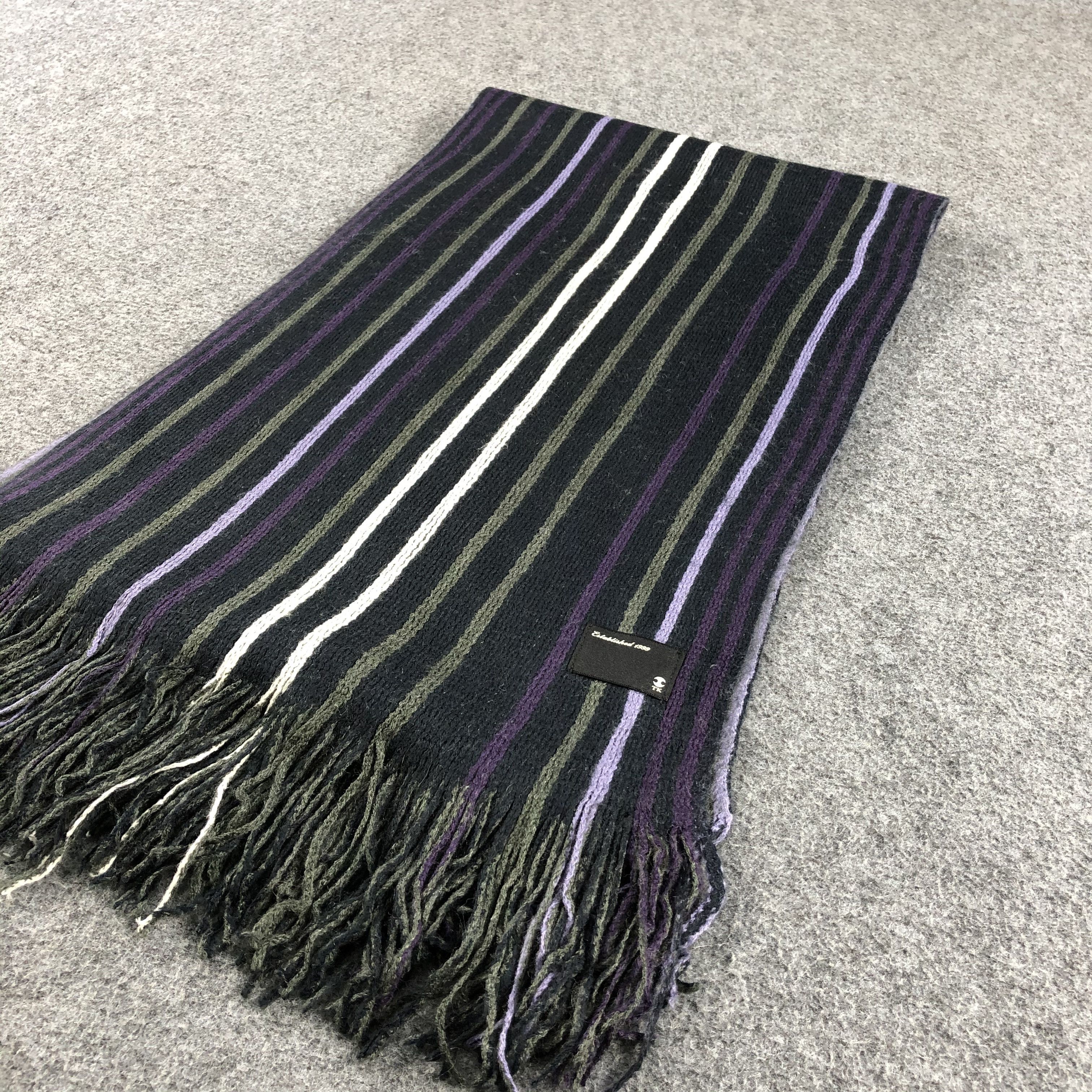 Takeo Kikuchi Takeo Kikuchi Striped Wool Scarf Muffler V690 Size ONE SIZE - 3 Thumbnail