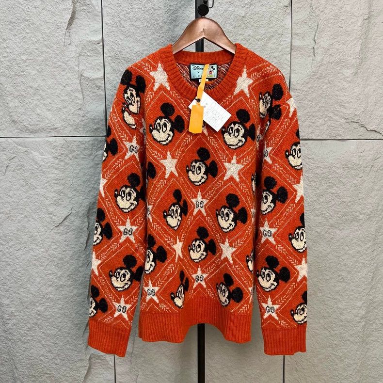 Gucci Disney Mickey Full Logo Orange Sweater dmc