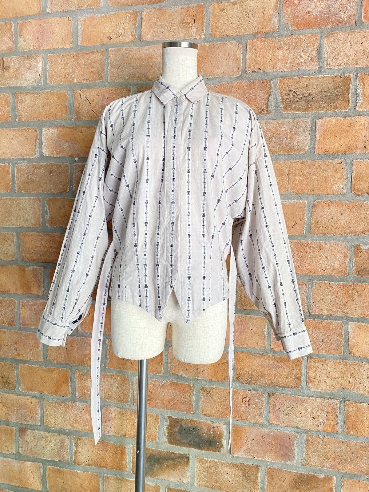 Norma Kamali NORMA KAMALI Striped Angled-Hem Shirt Size L / US 10 / IT 46 - 15 Thumbnail
