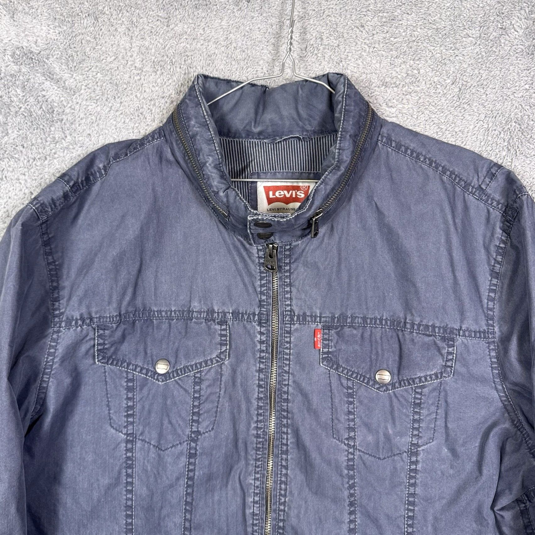 Levi's Levi's Trucker Jacket Men XL Field Chore Canvas Full Zip Hood Hickory Stripe Zip Up Size US XL / EU 56 / 4 - 5 Thumbnail