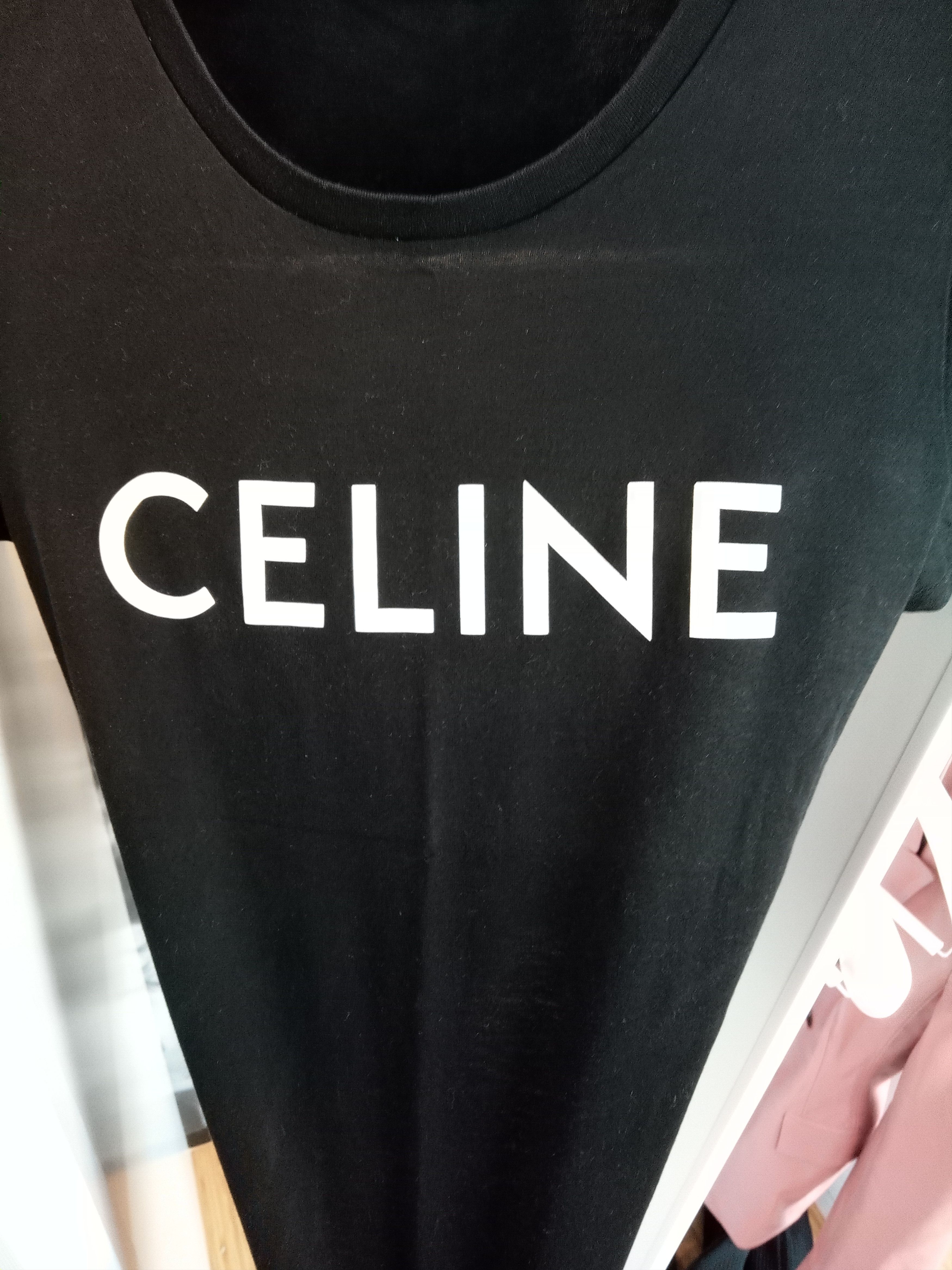 image of Celine Logo Tee Shirt in Black, Women's (Size Small)