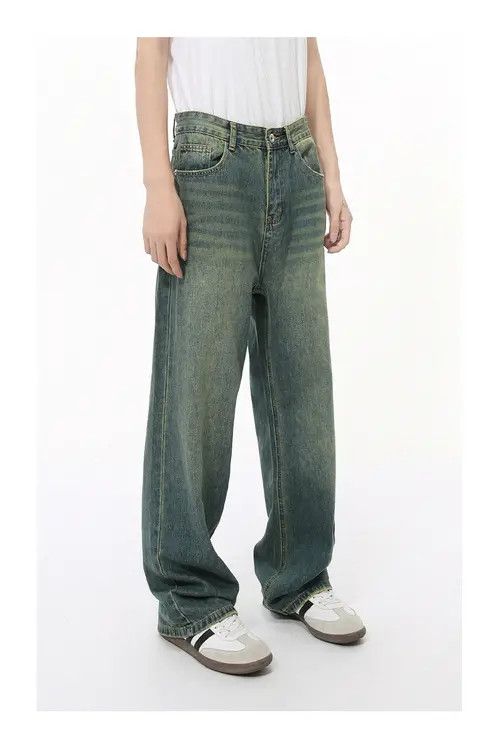 Japanese Brand × Jean Simple straight loose distressed washed denim trousers Size US 32 / EU 48 - 3 Thumbnail