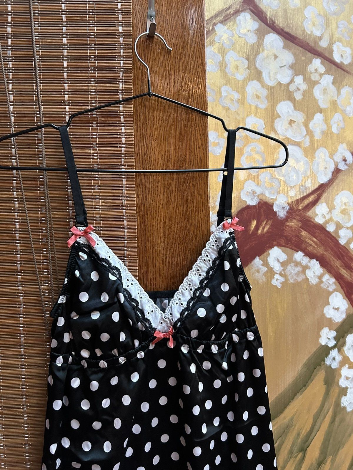 Vintage Y2K Yes Or No Polka Dot Cami Slip Top Lace Trim Mesh Hem Size S / US 4 / IT 40 - 3 Thumbnail