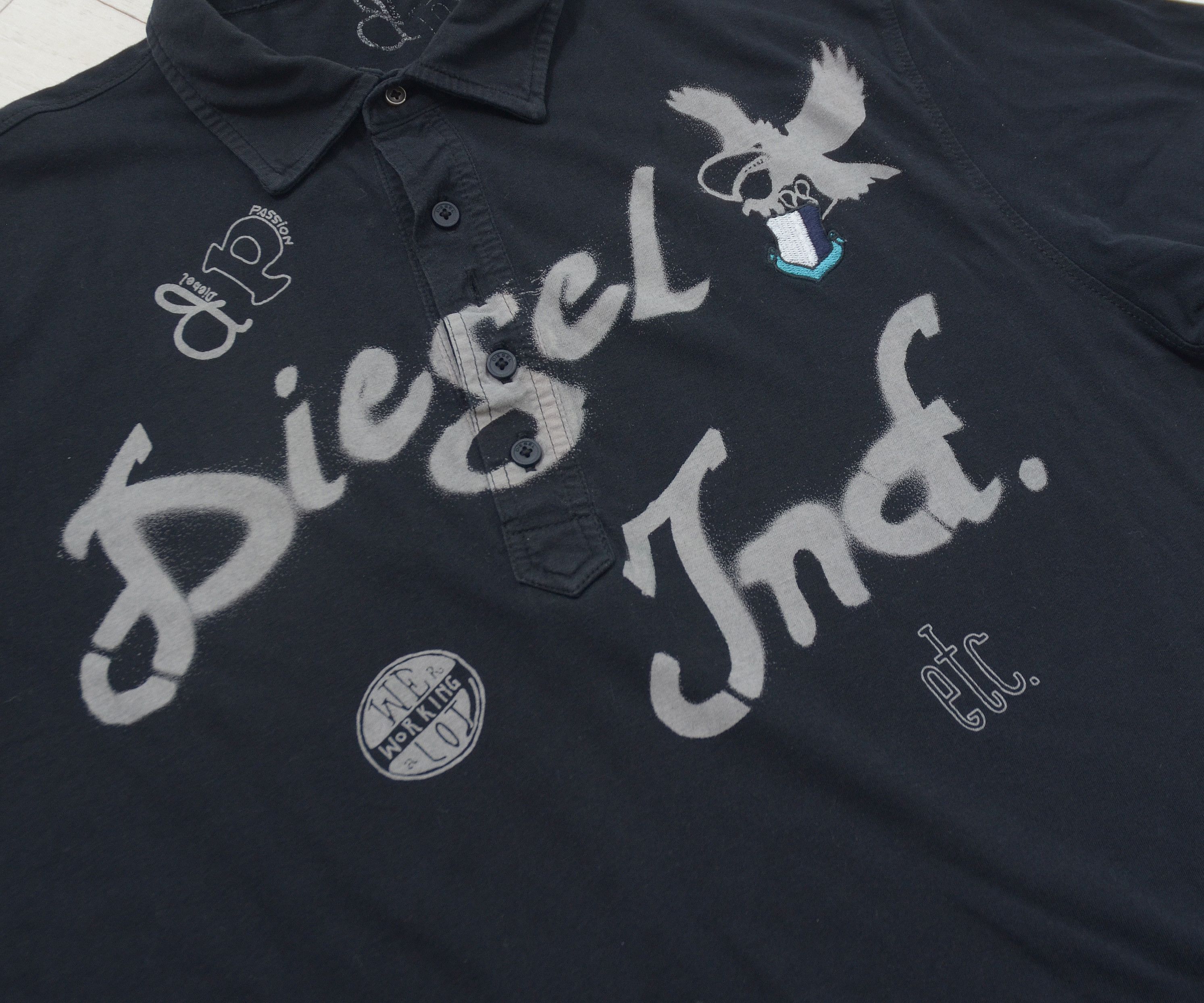 Designer × Diesel × Vintage Vintage Diesel All Over Print Y2K Polo Tee Rare Big Logo Size US L / EU 52-54 / 3 - 7 Thumbnail
